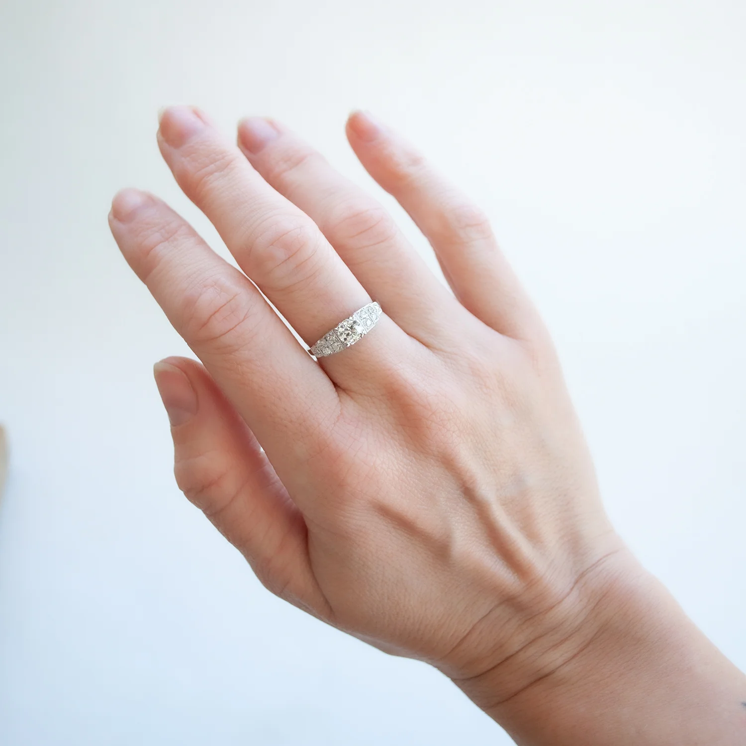 European Step Diamond Engagement Ring - Image 2