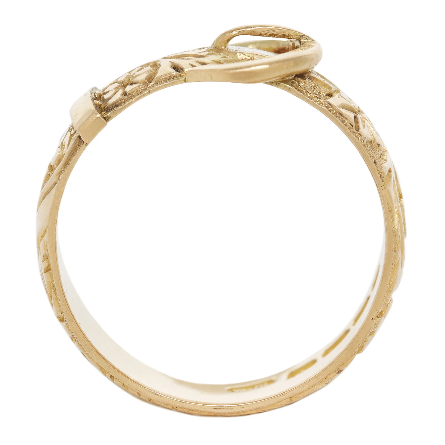 Gold Floral Engraved Buckle Ring - Image 4