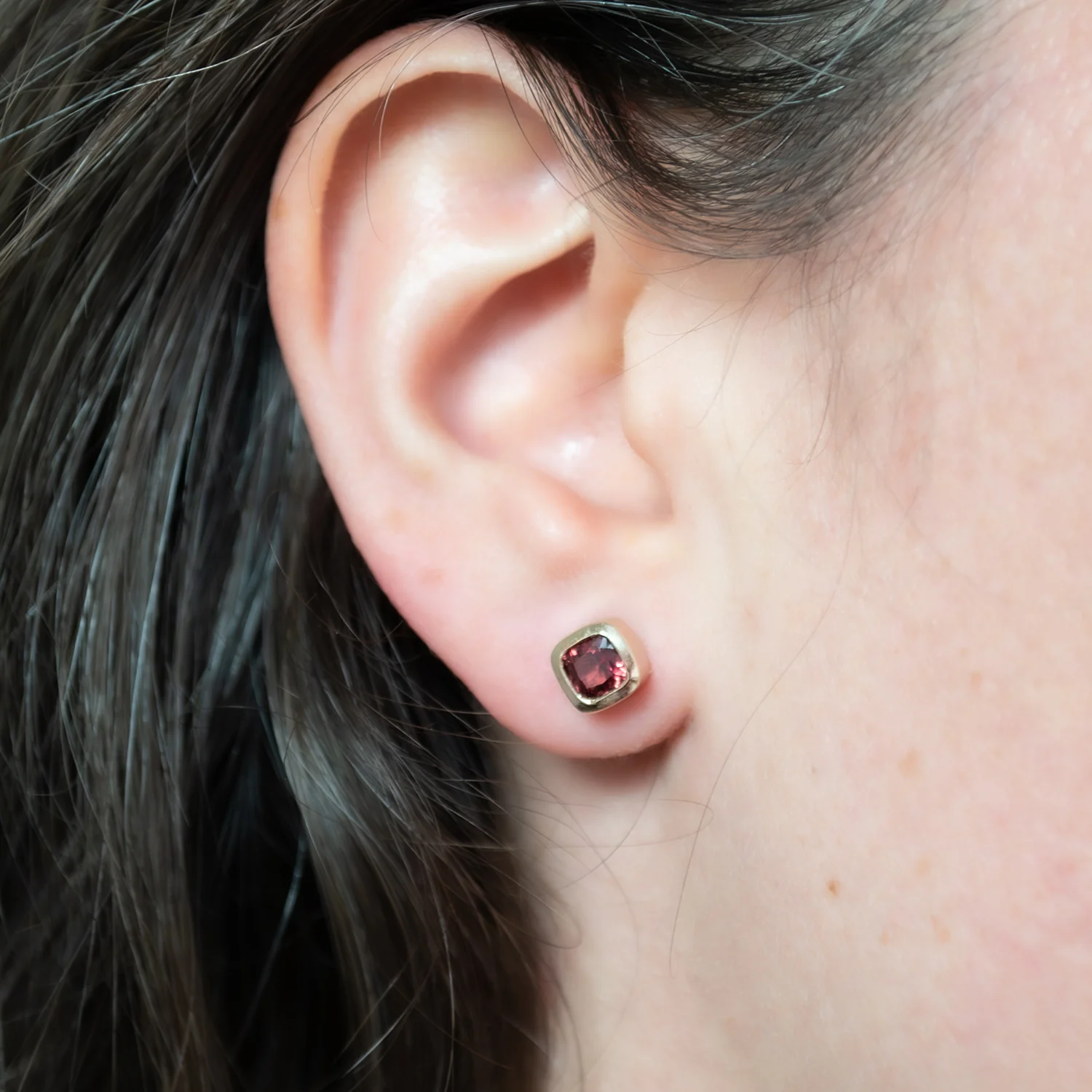 Garnet Cushion Studs - Image 2