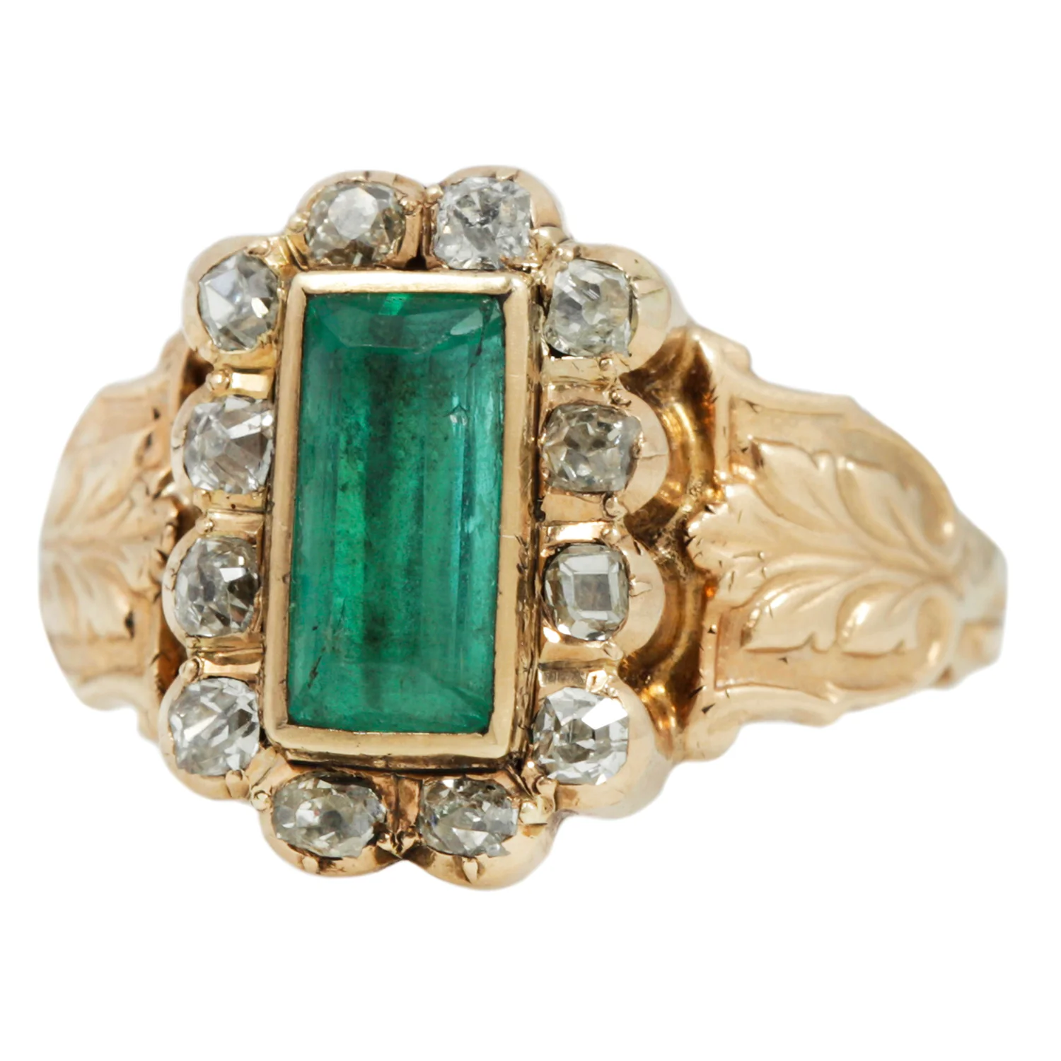 Georgian Emerald Halo Ring - Image 3