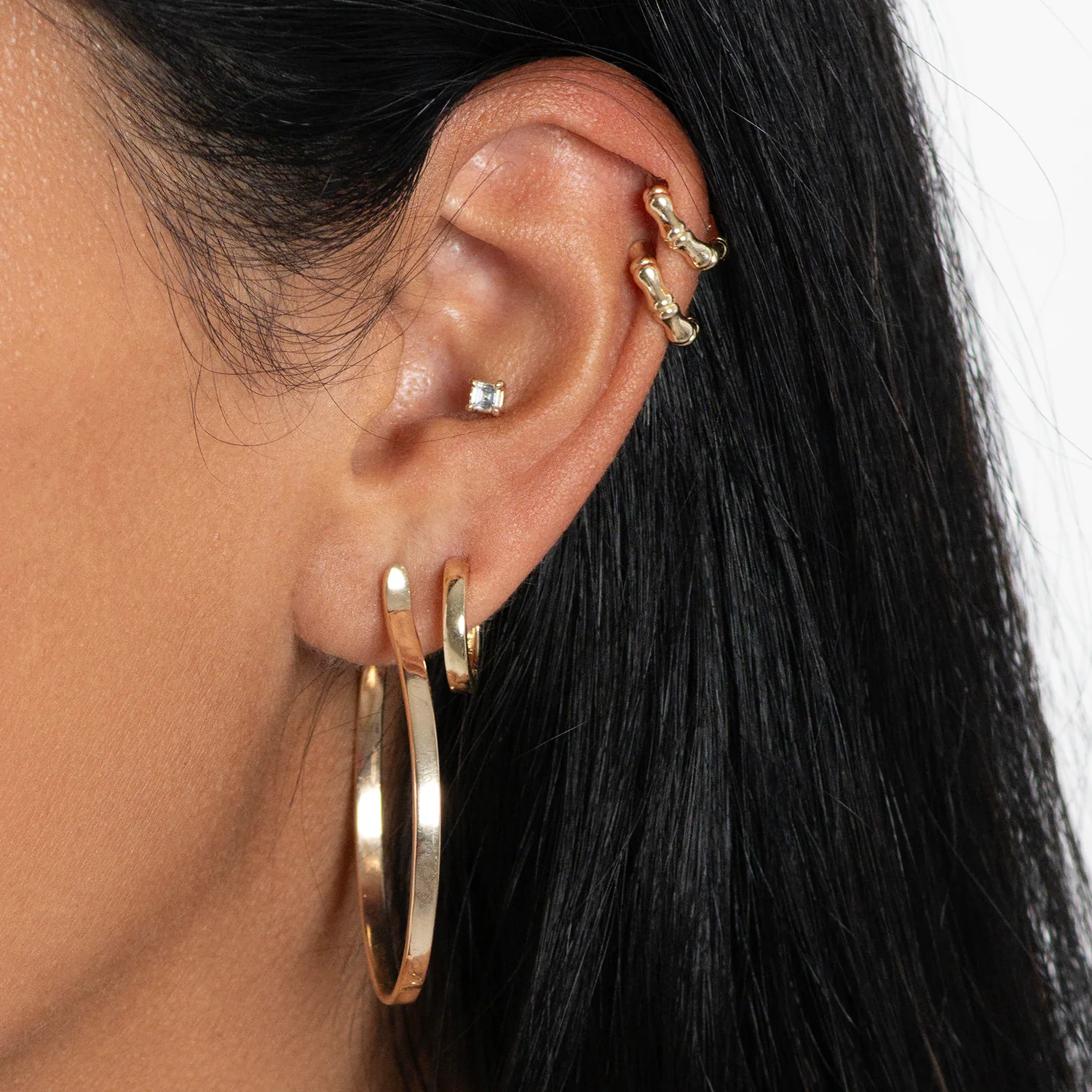 Large Plain Gold Hoops - Image 6