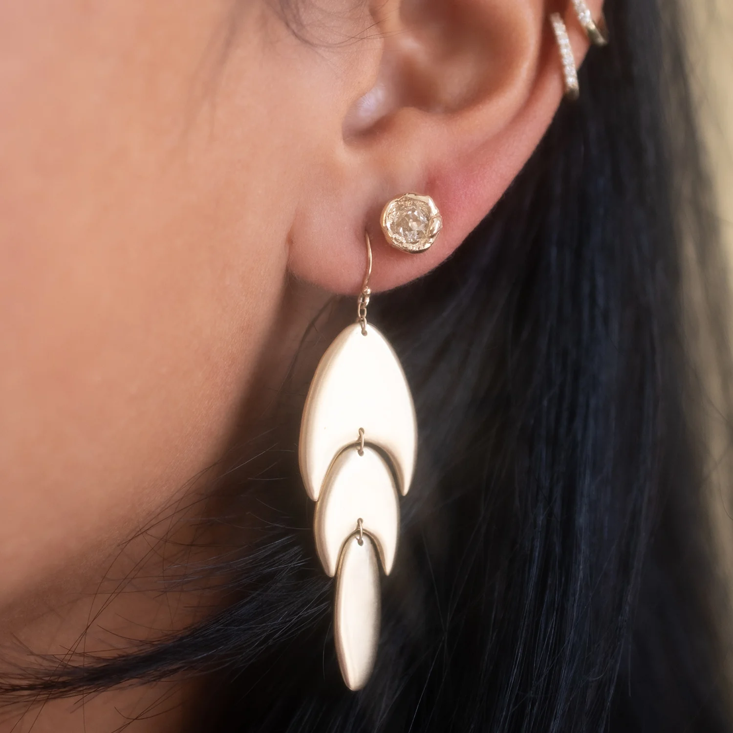 Gold Cactus Earrings - Image 2