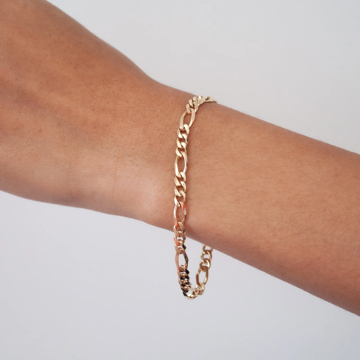 Wide Gold Figaro Bracelet - Image 2