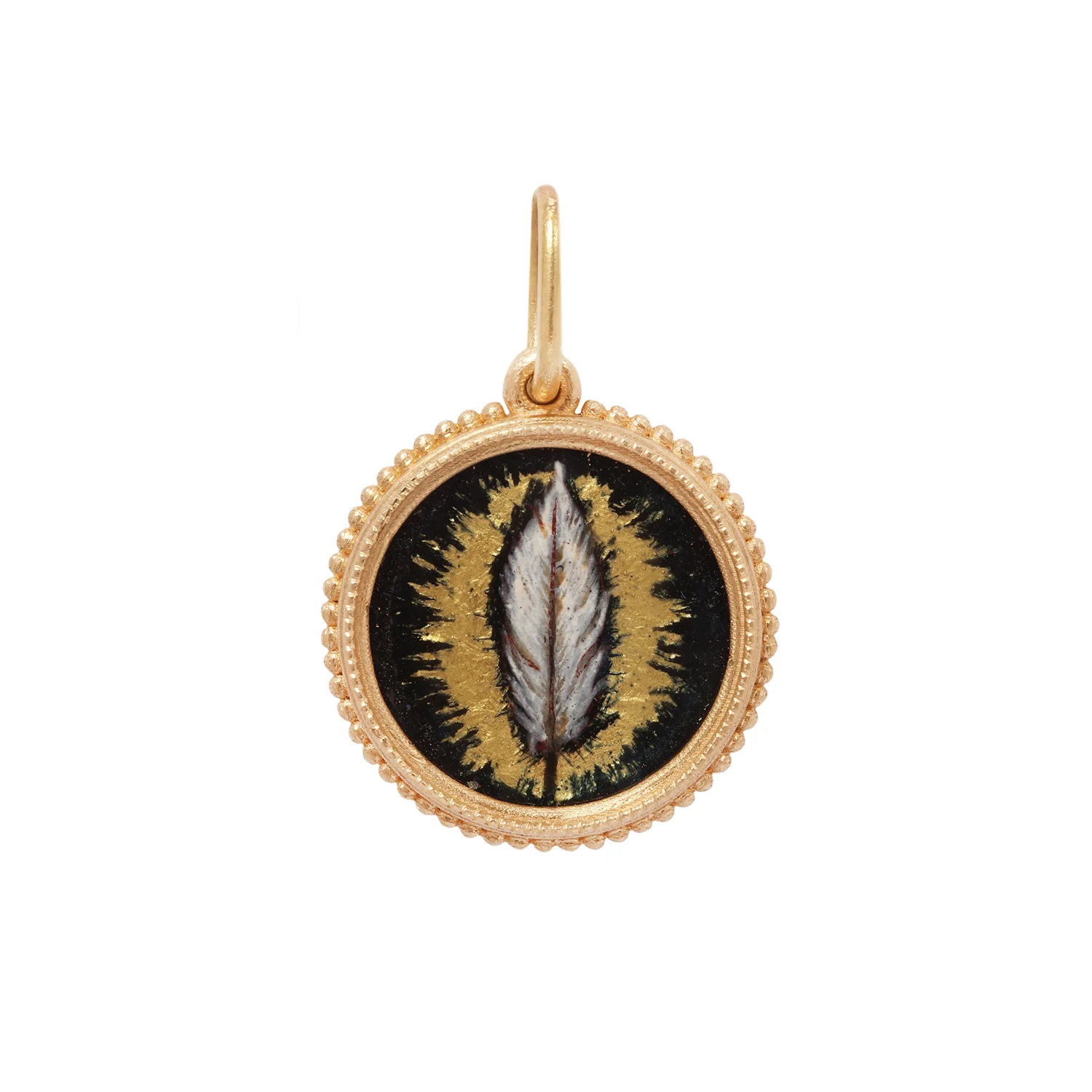 Gold Foil Enamel Feather Charm - Image 3