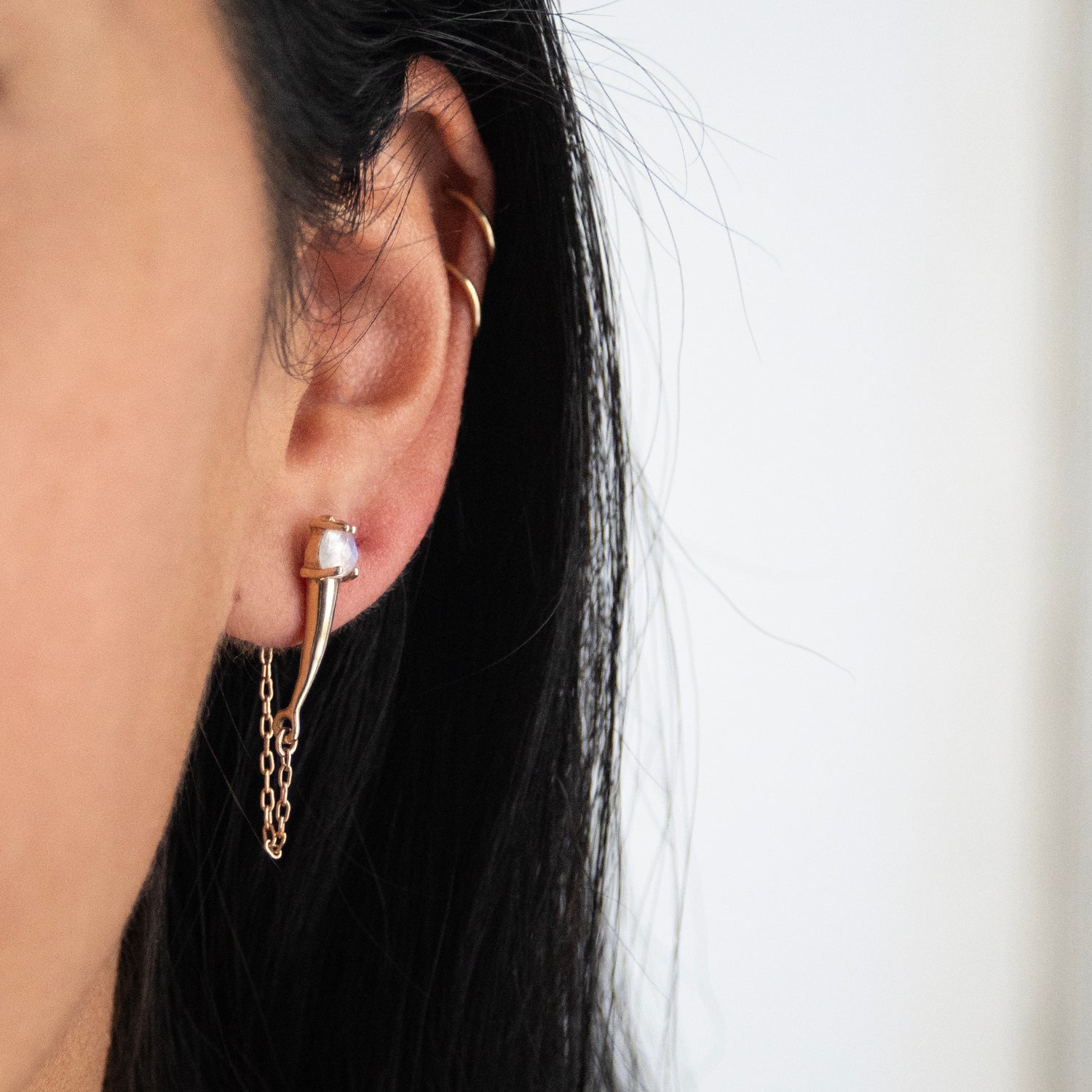 Gold Moonstone Torch Studs - Image 2