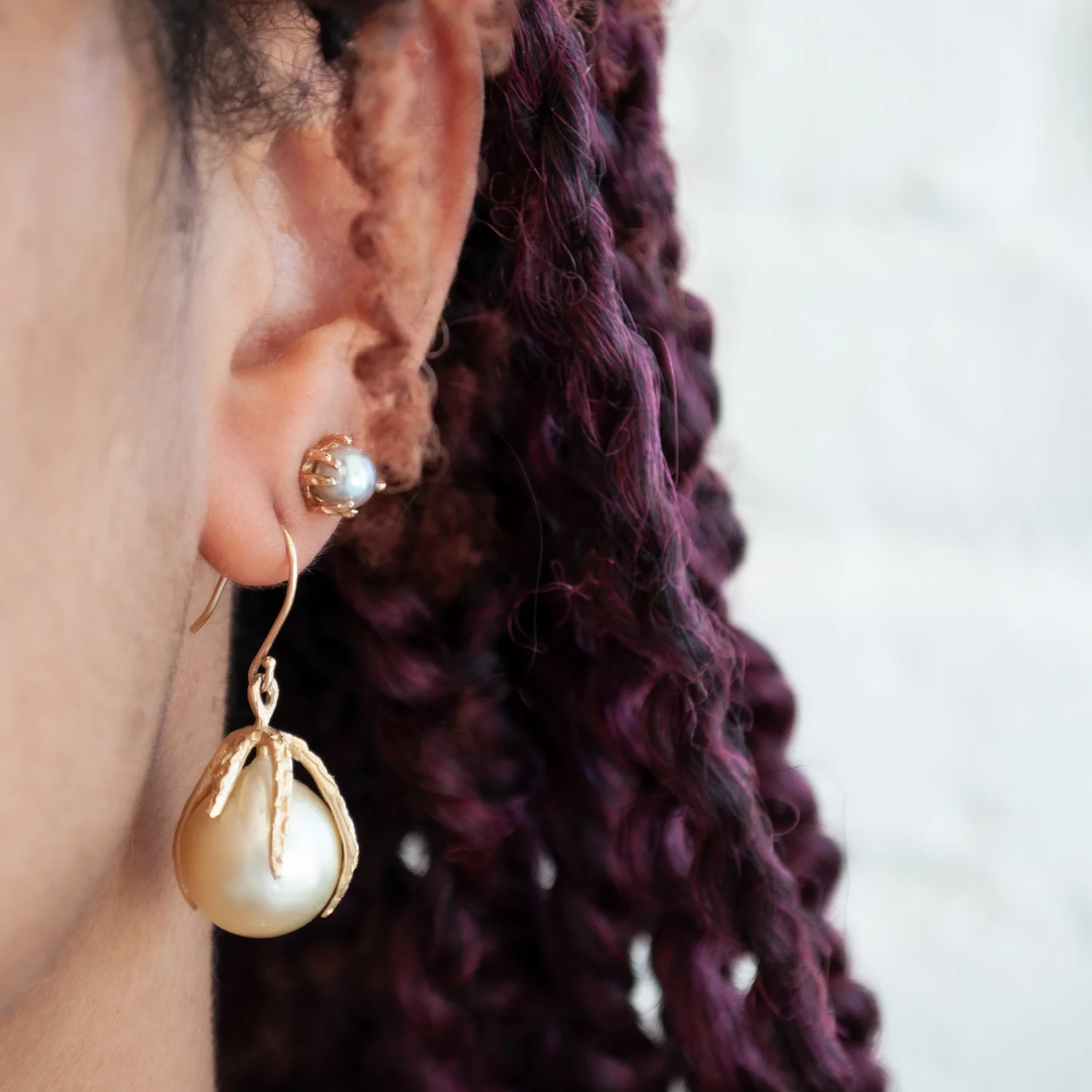 Gold Stingray Akoya Pearl Studs - Image 4