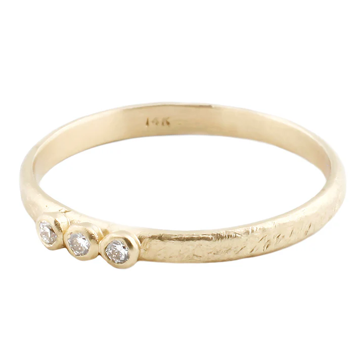Gold Three Diamond Ring - Image 3