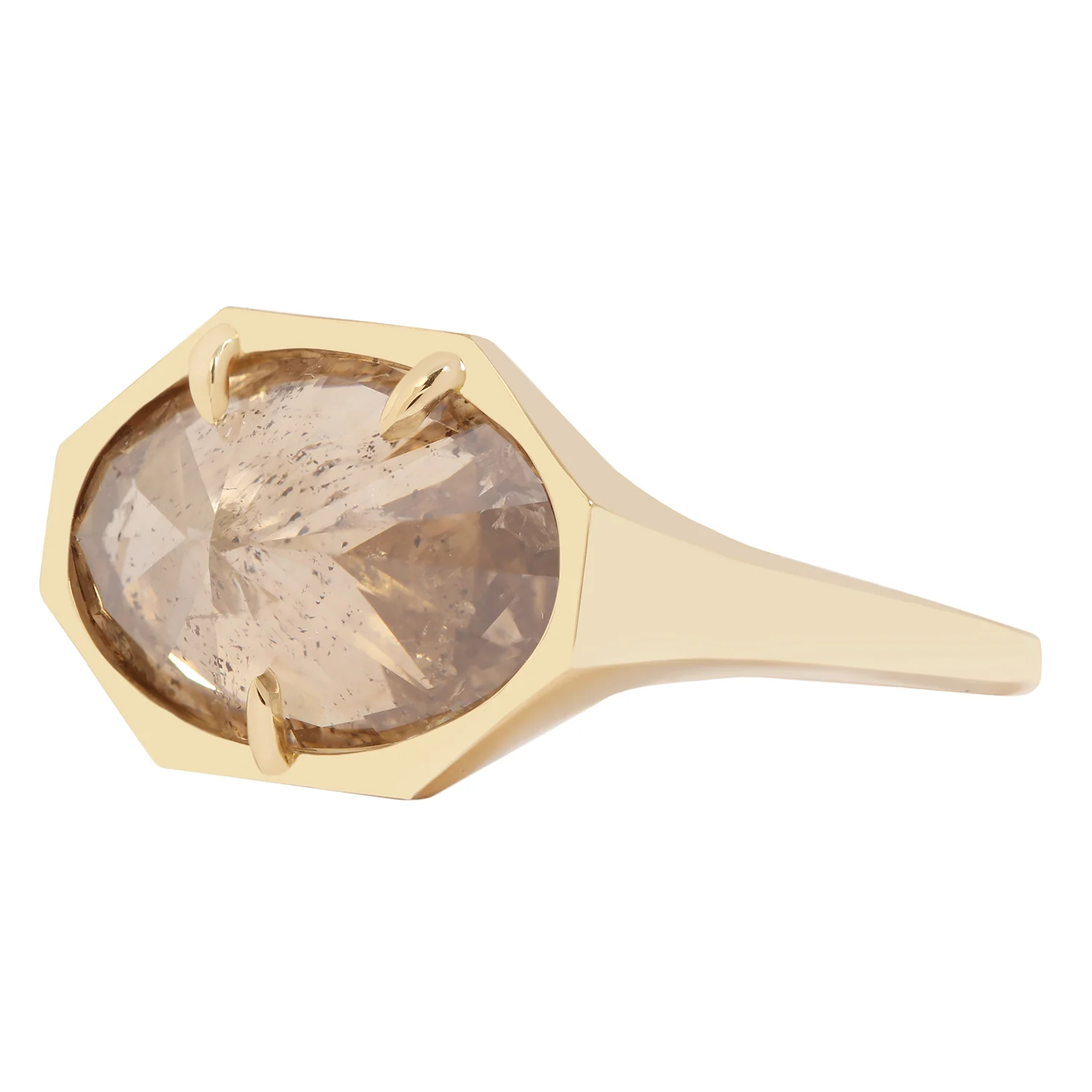 Golden Diamond Marquise Signet Ring - Image 3