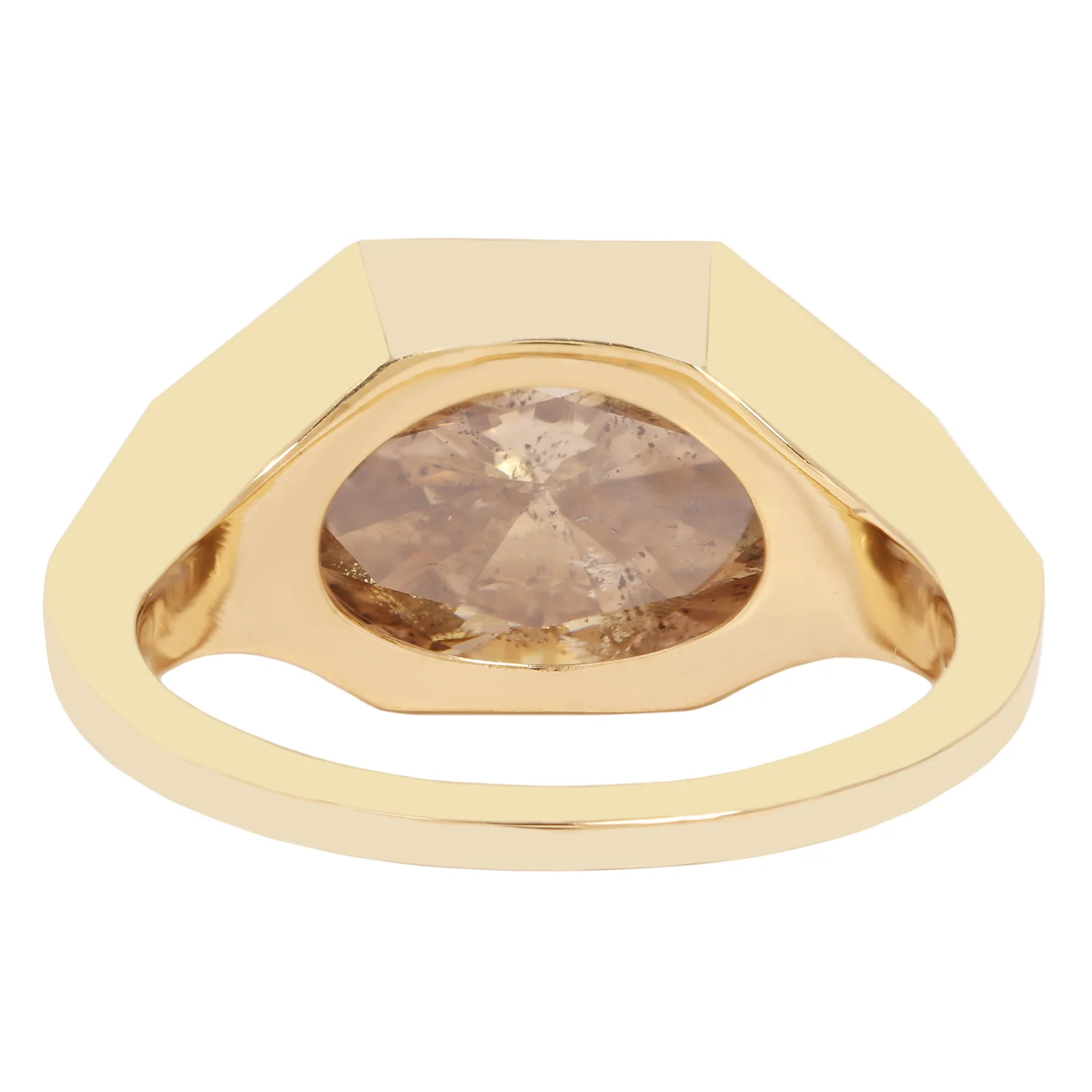 Golden Diamond Marquise Signet Ring - Image 4