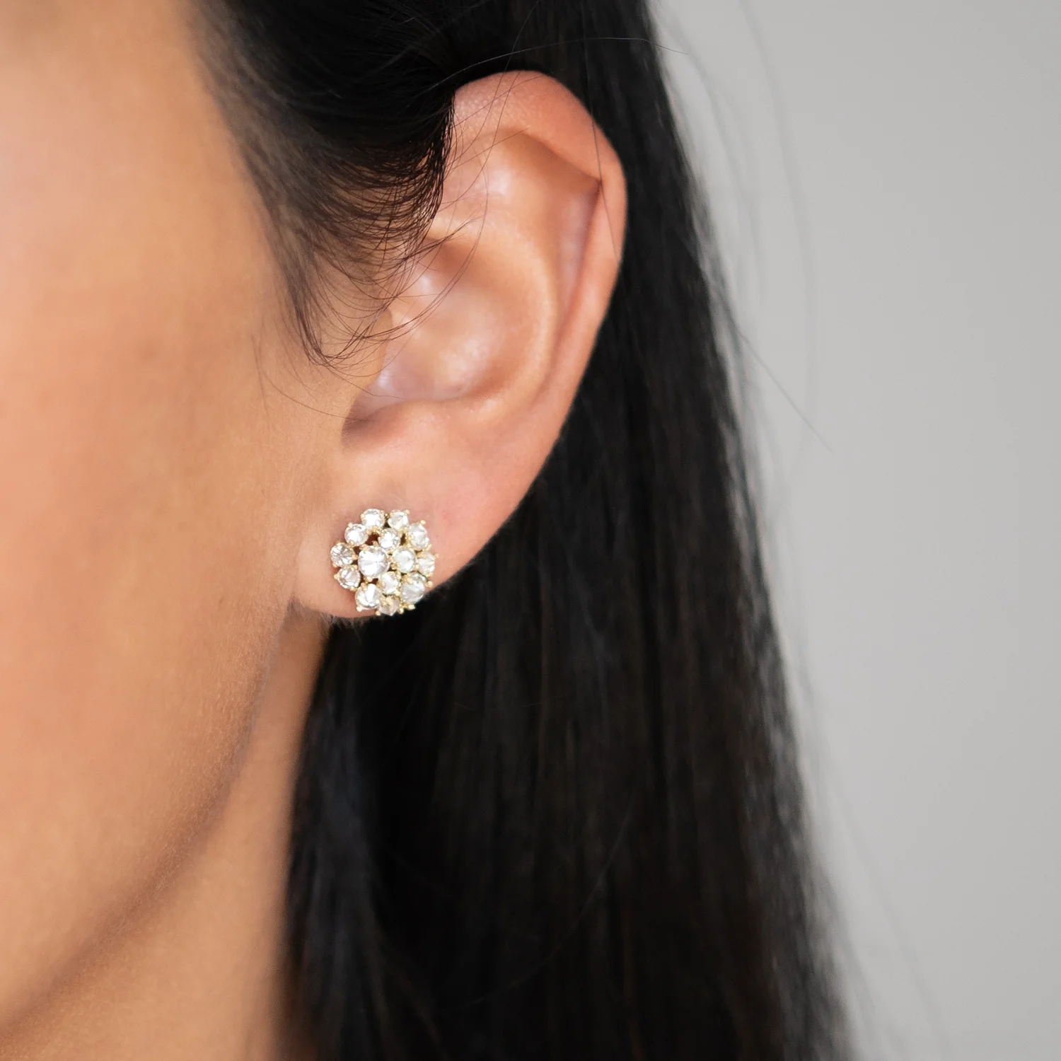 Golden Floral Cluster Studs - Image 2