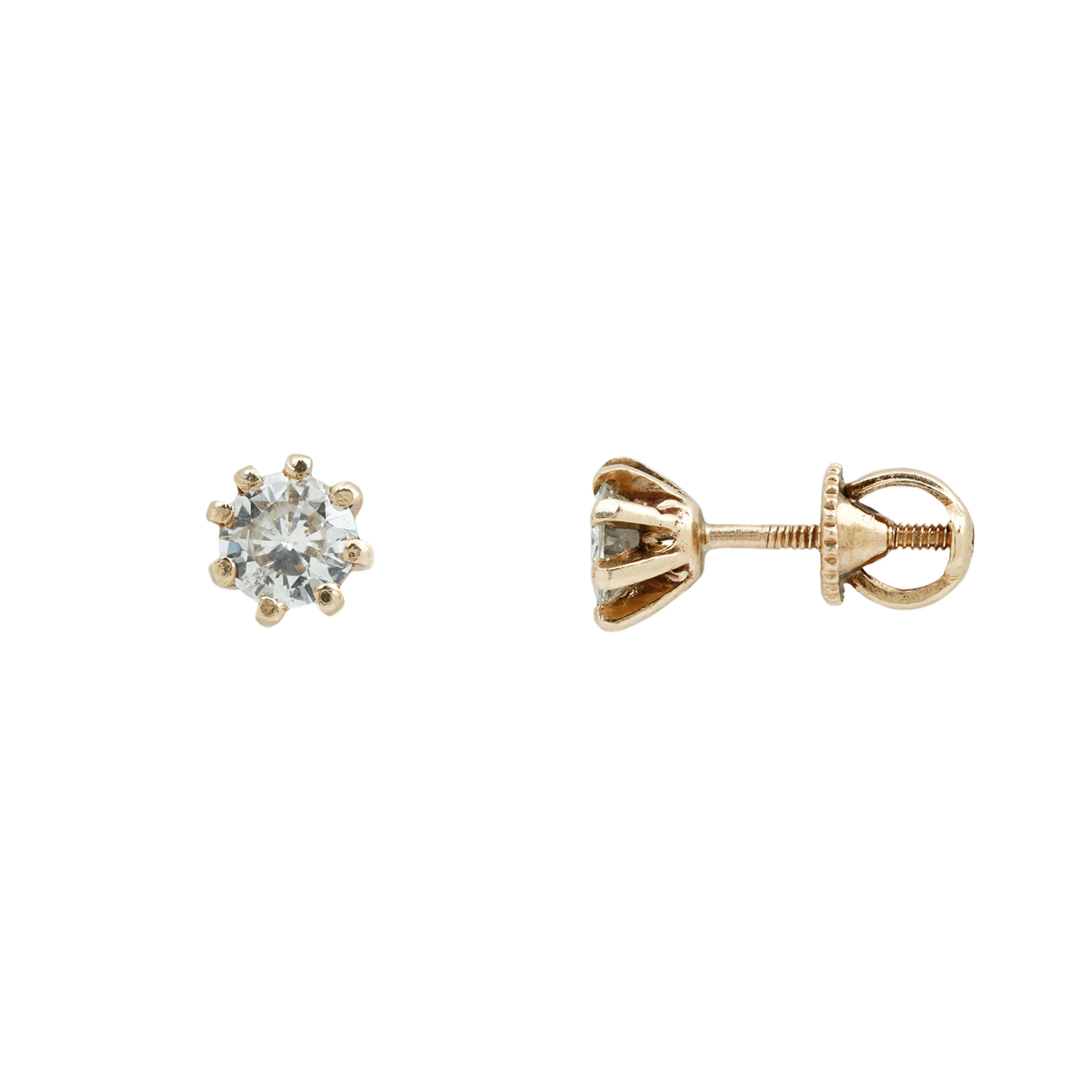Golden Vintage Diamond Studs - Image 3