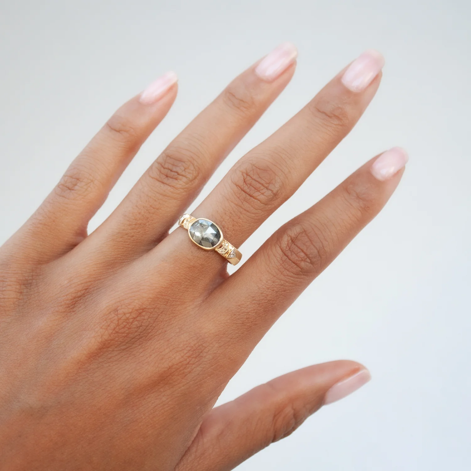 Gray Diamond Crescent Totem Ring - Image 2