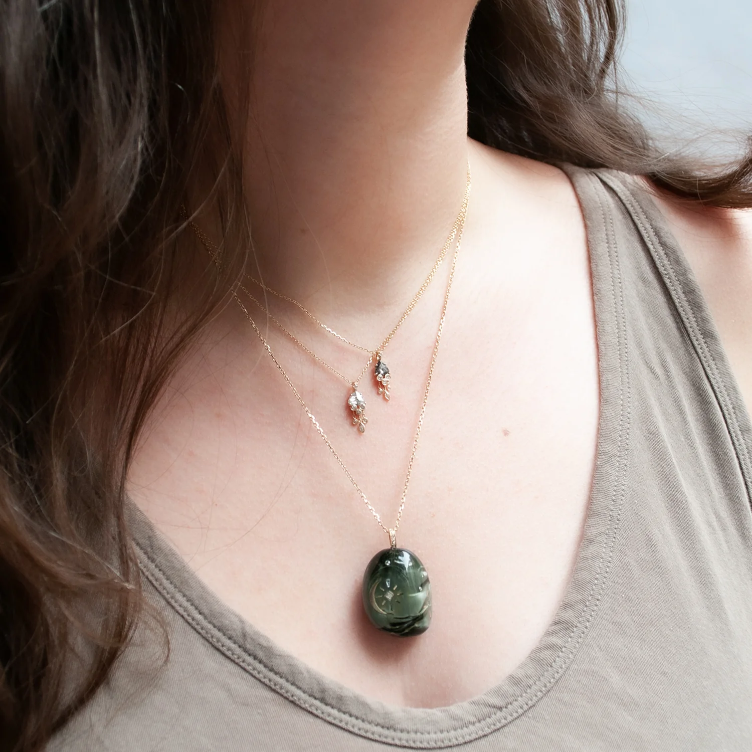Gray Diamond Jellyfish Necklace - Image 4