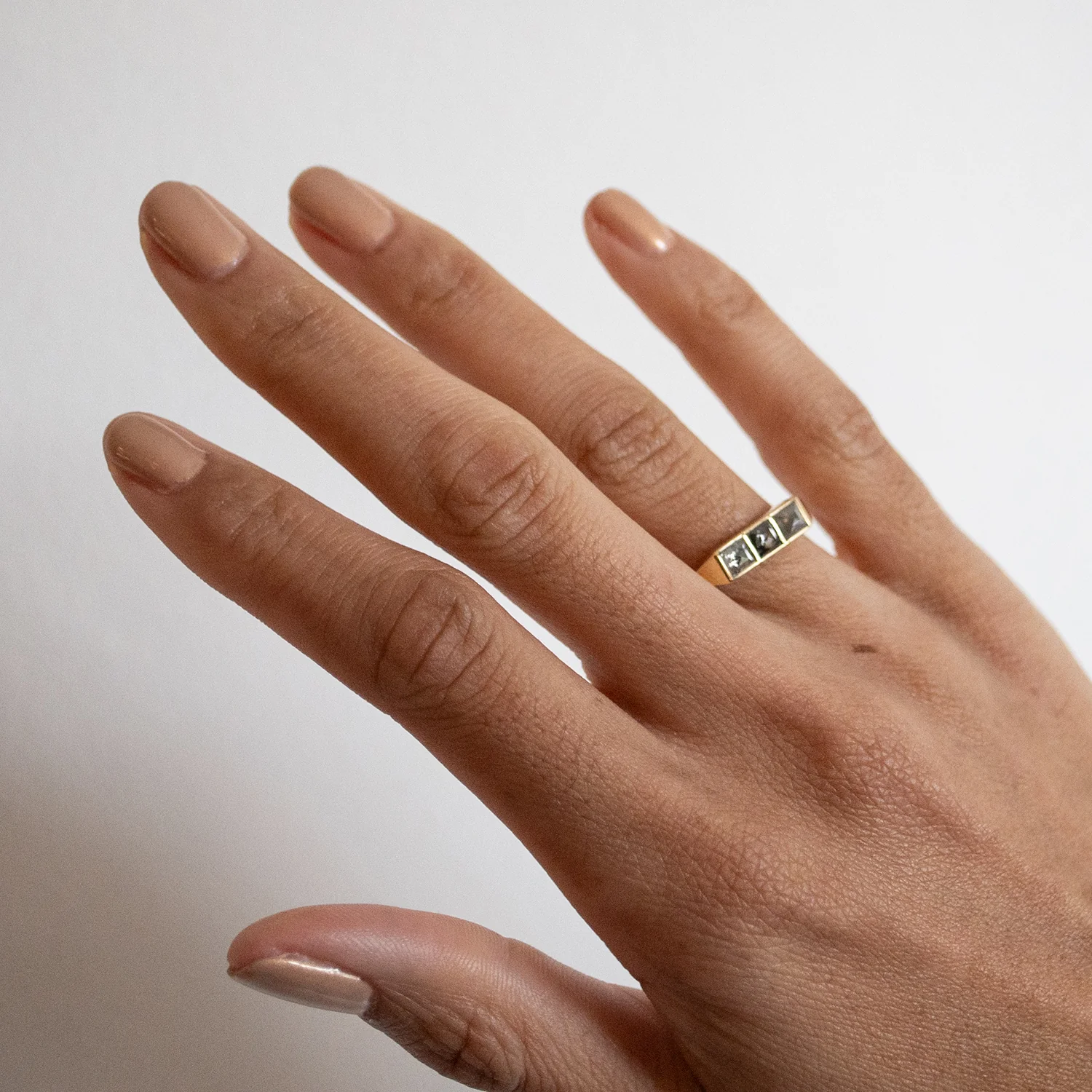 Gray Pyramid Guardian Bar Ring - Image 2
