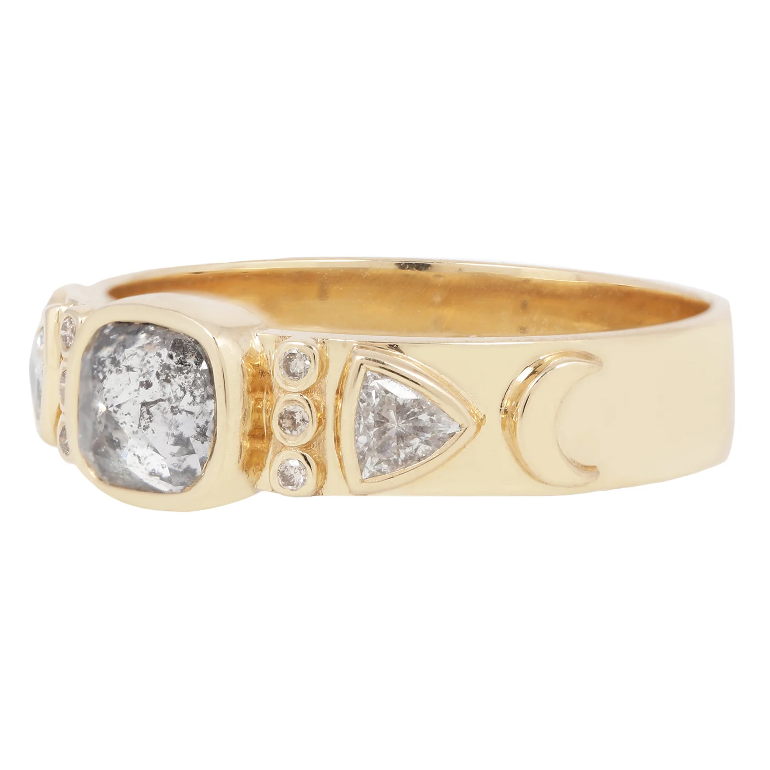 Gray & White Diamond Totem Ring - Image 3