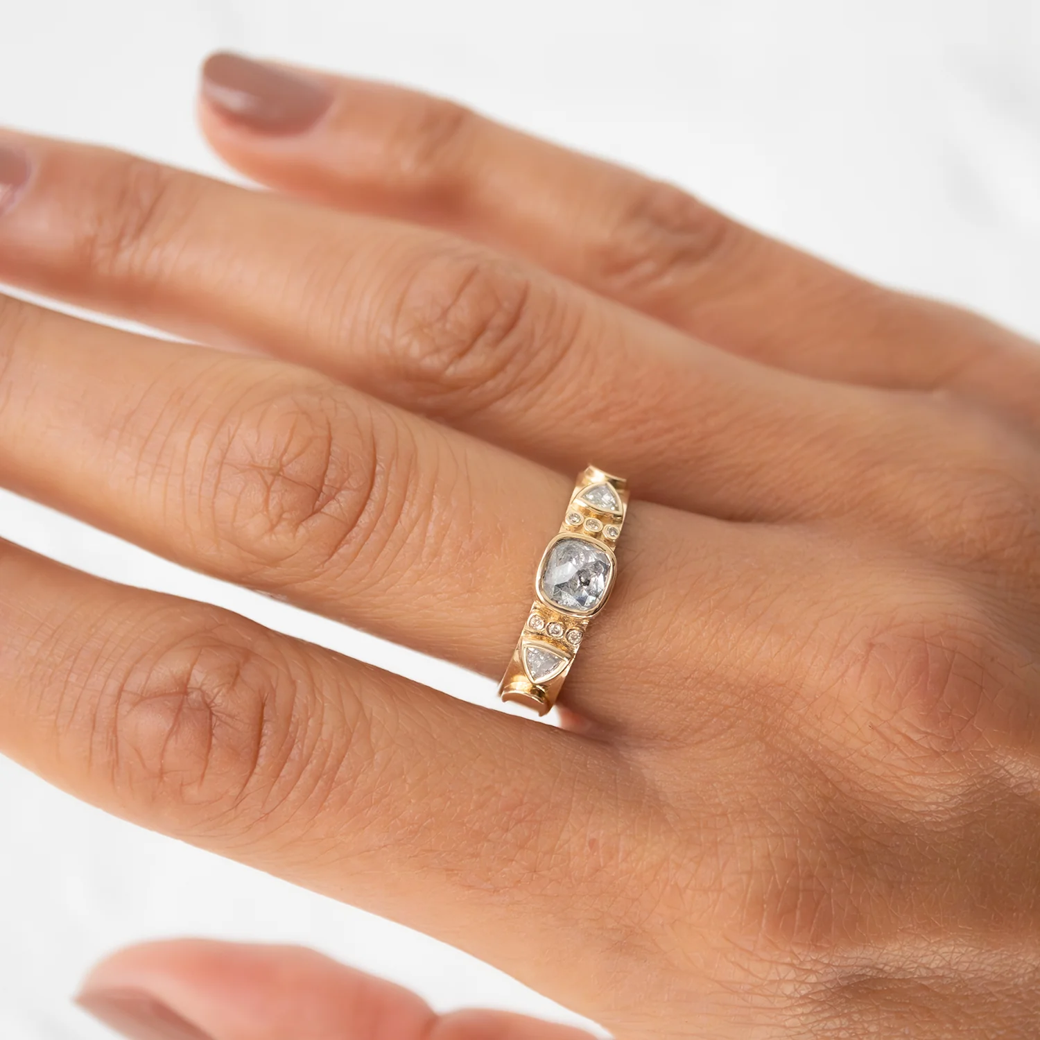 Gray & White Diamond Totem Ring - Image 7