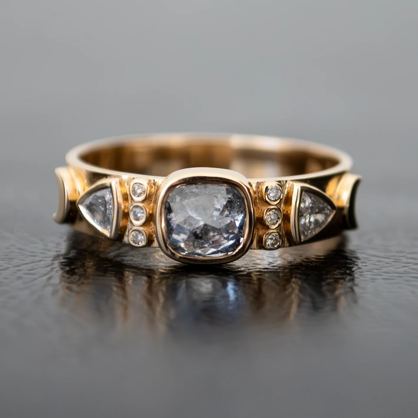 Gray & White Diamond Totem Ring - Image 9
