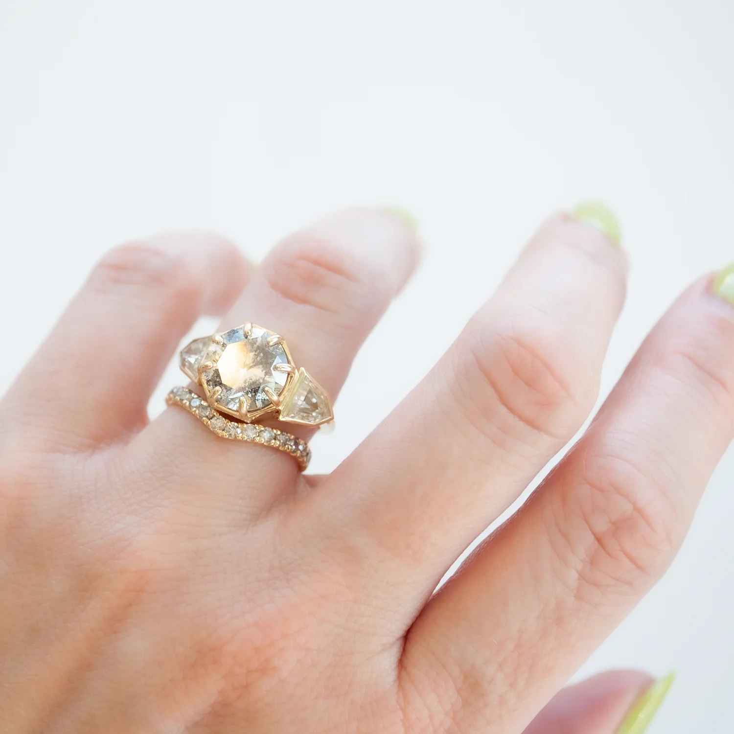 Gray Wishbone Half Eternity Band - Image 5