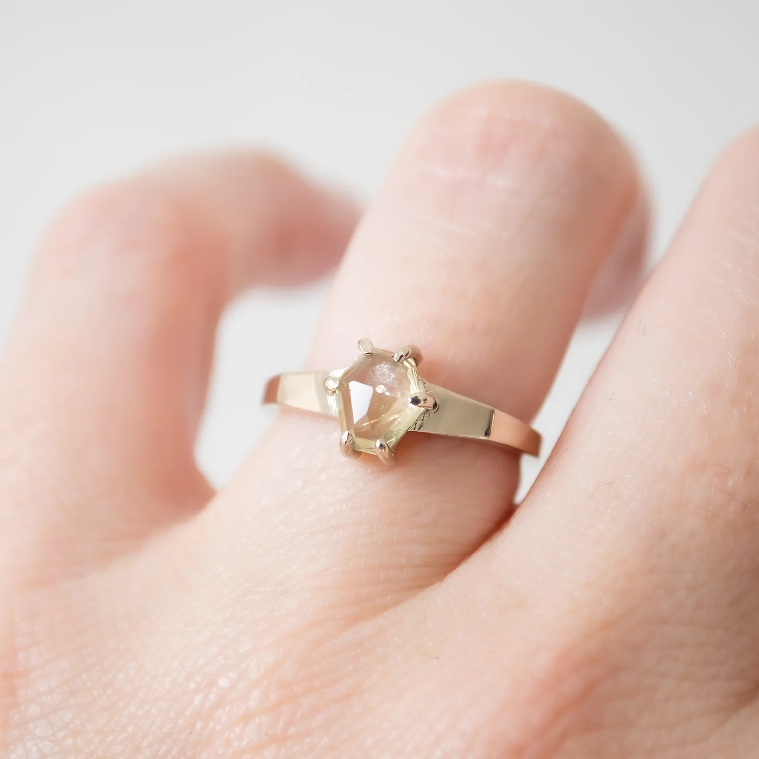 Green Hexagon Sapphire Ring - Image 2