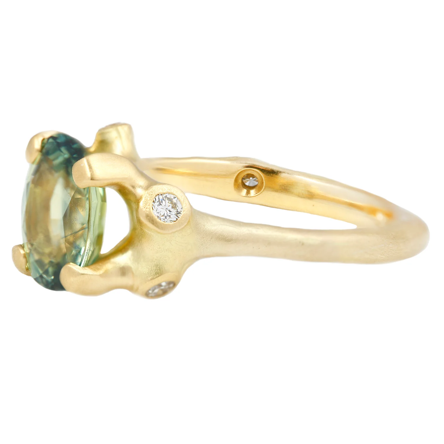 Green Oval Sapphire Cluster Ring - Image 3