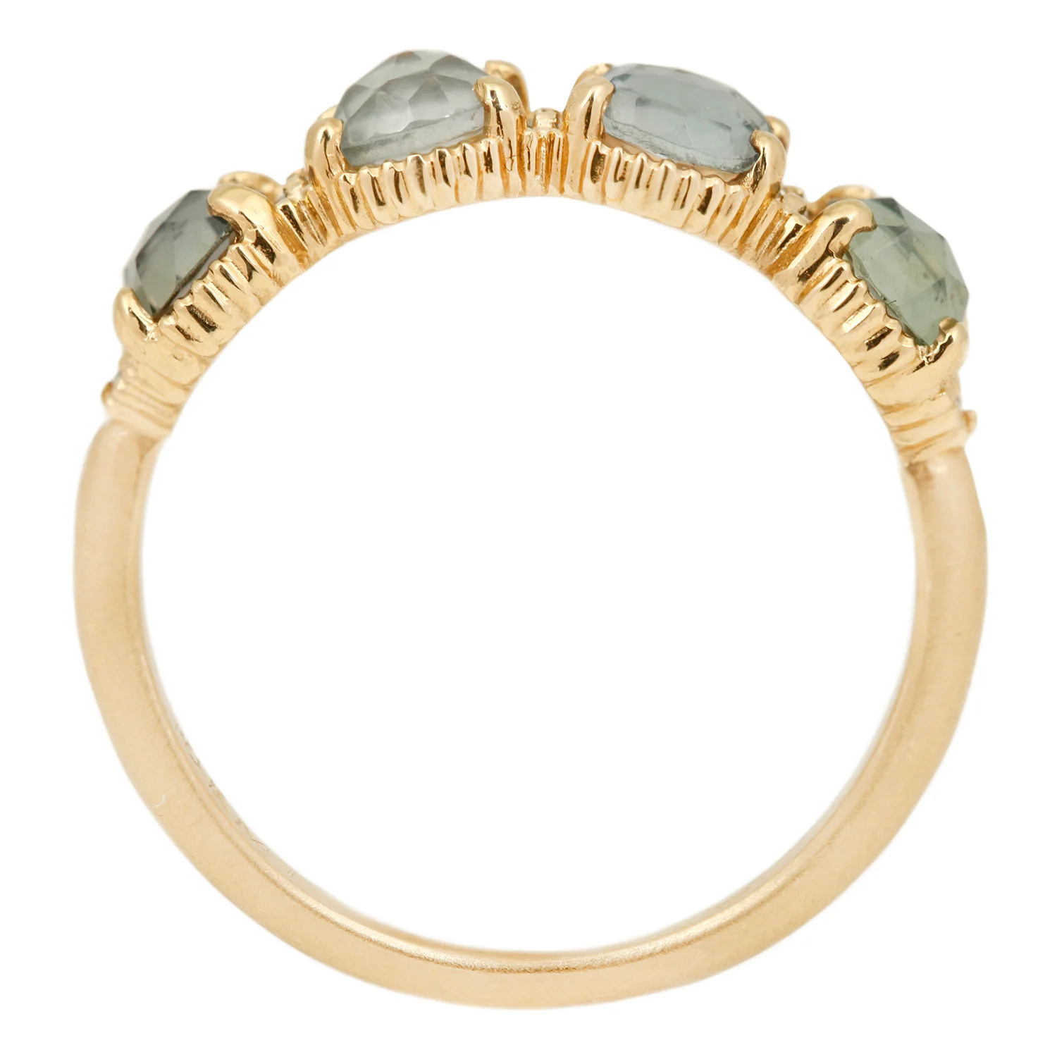 Gray Sapphire Ribbed Topper Ring - Image 4