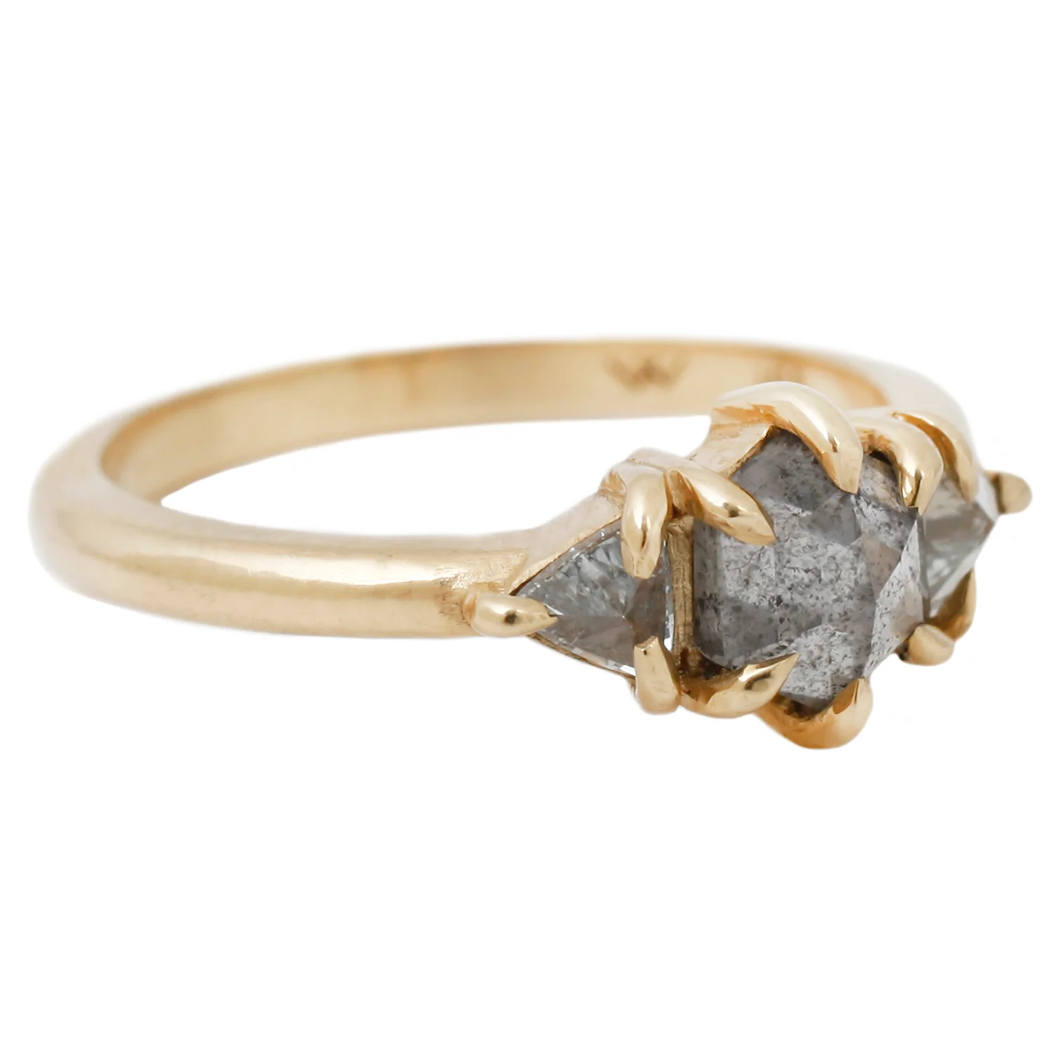 Hexagon Three Diamond Ring - Image 3