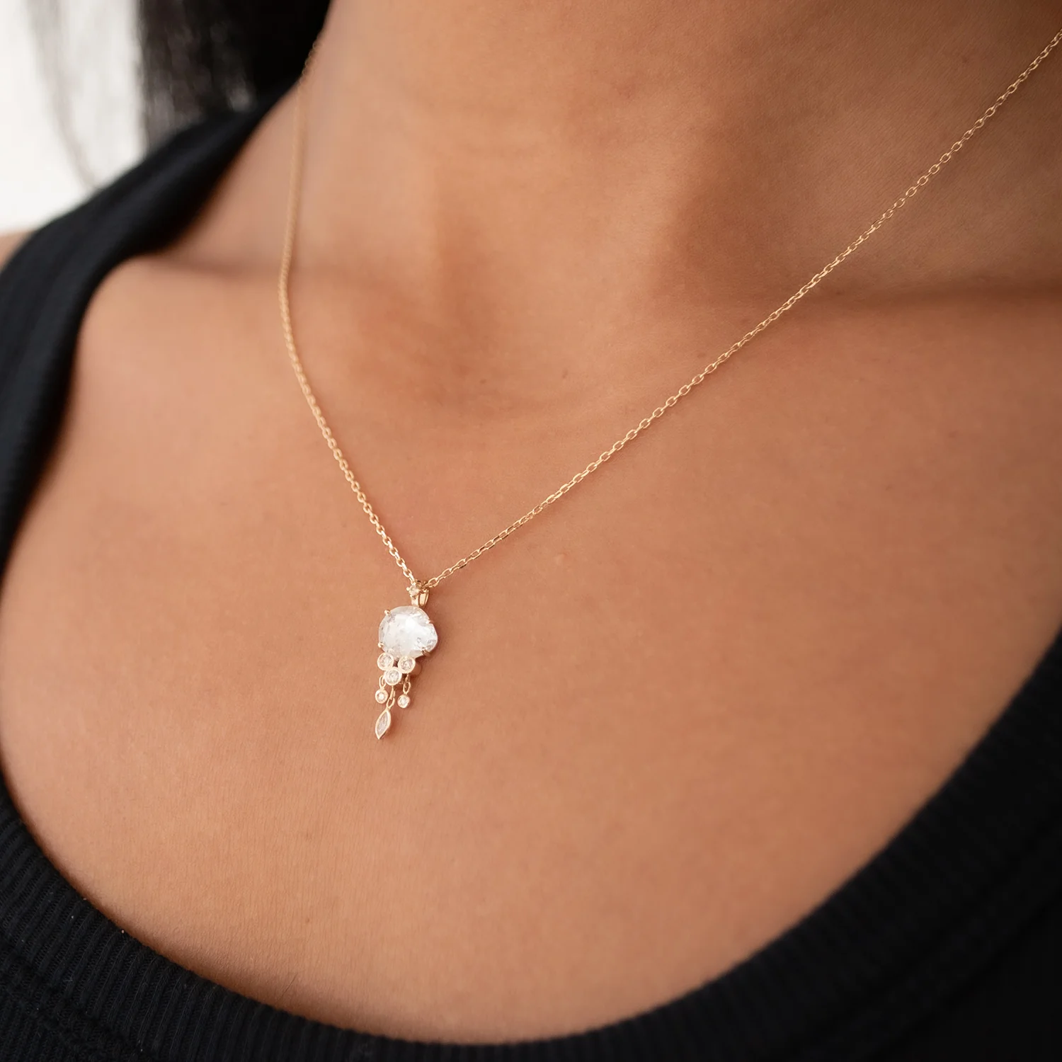 Icy White Diamond Jellyfish Necklace - Image 2