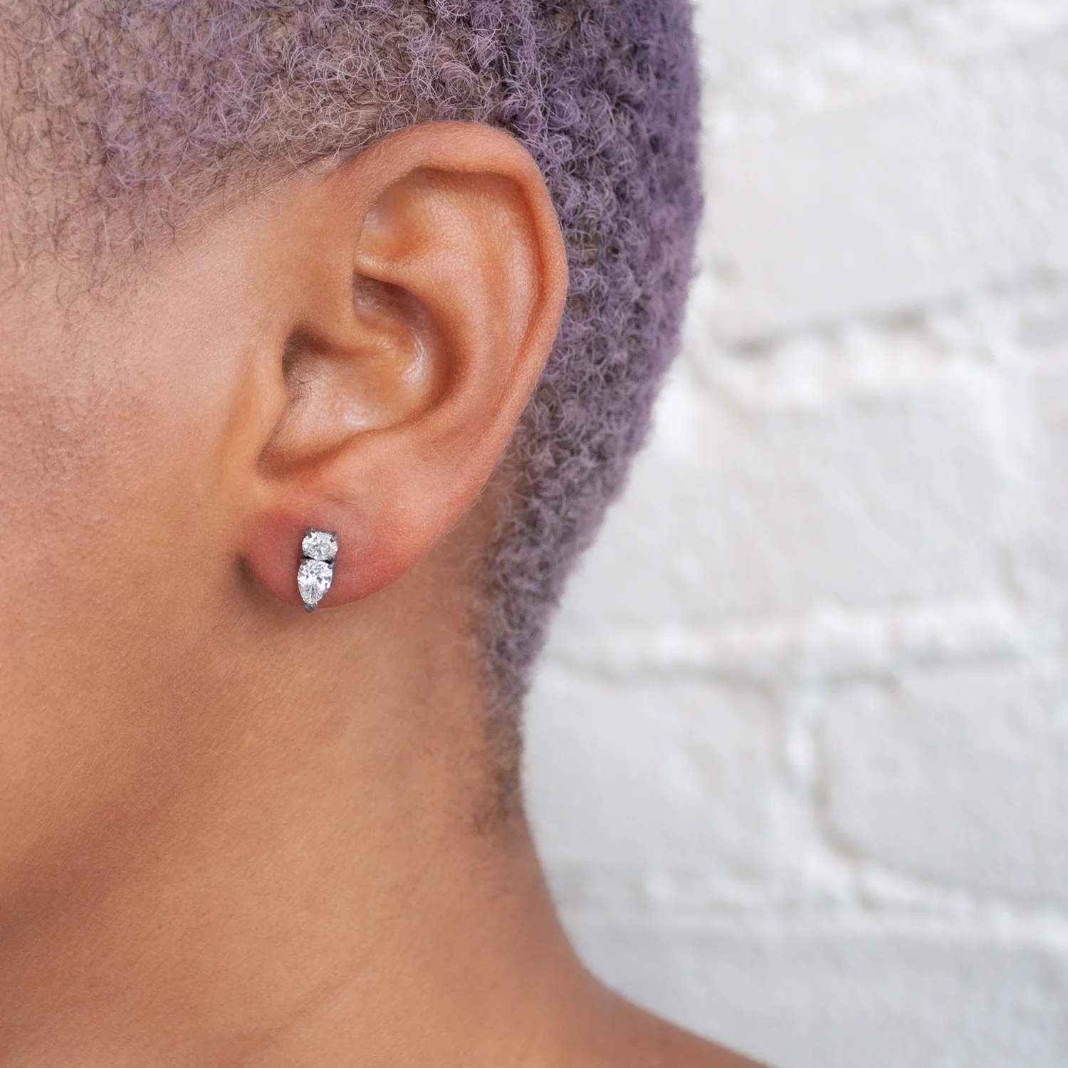 Pear & Oval Diamond Studs - Image 2