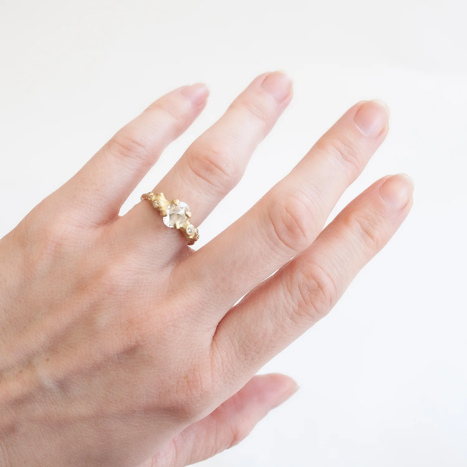 Oval White Diamond Cluster Ring - Image 2