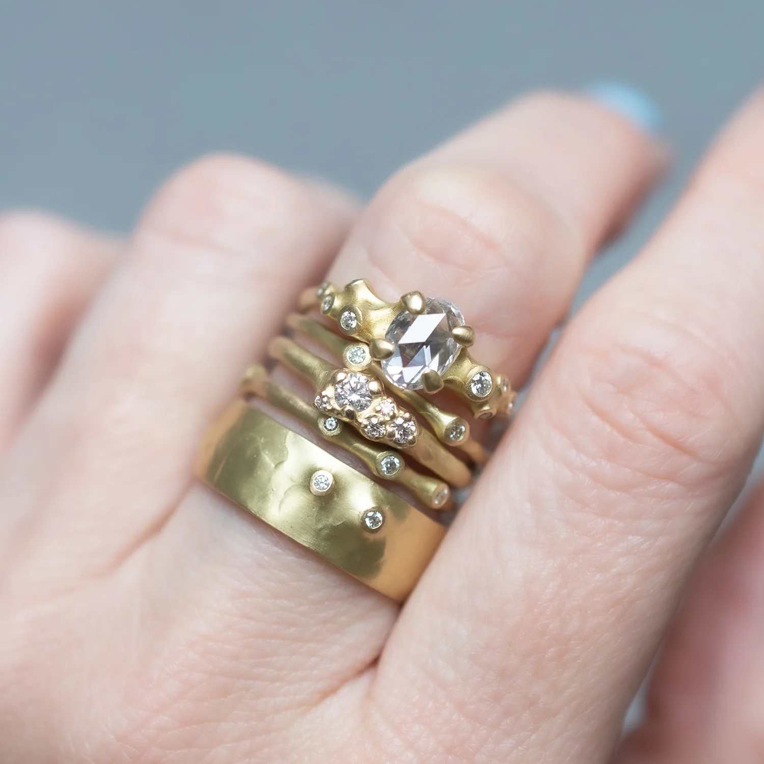 Oval White Diamond Cluster Ring - Image 6