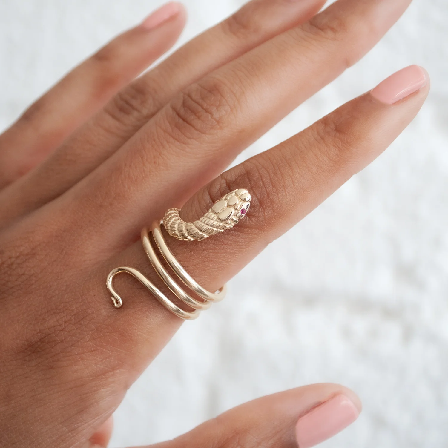 Gold Cleopatra Snake Ring - Image 2