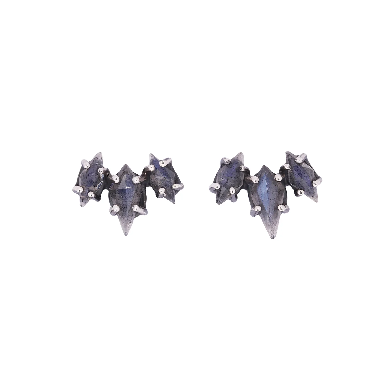 Labradorite Jagged Triple Stone Studs