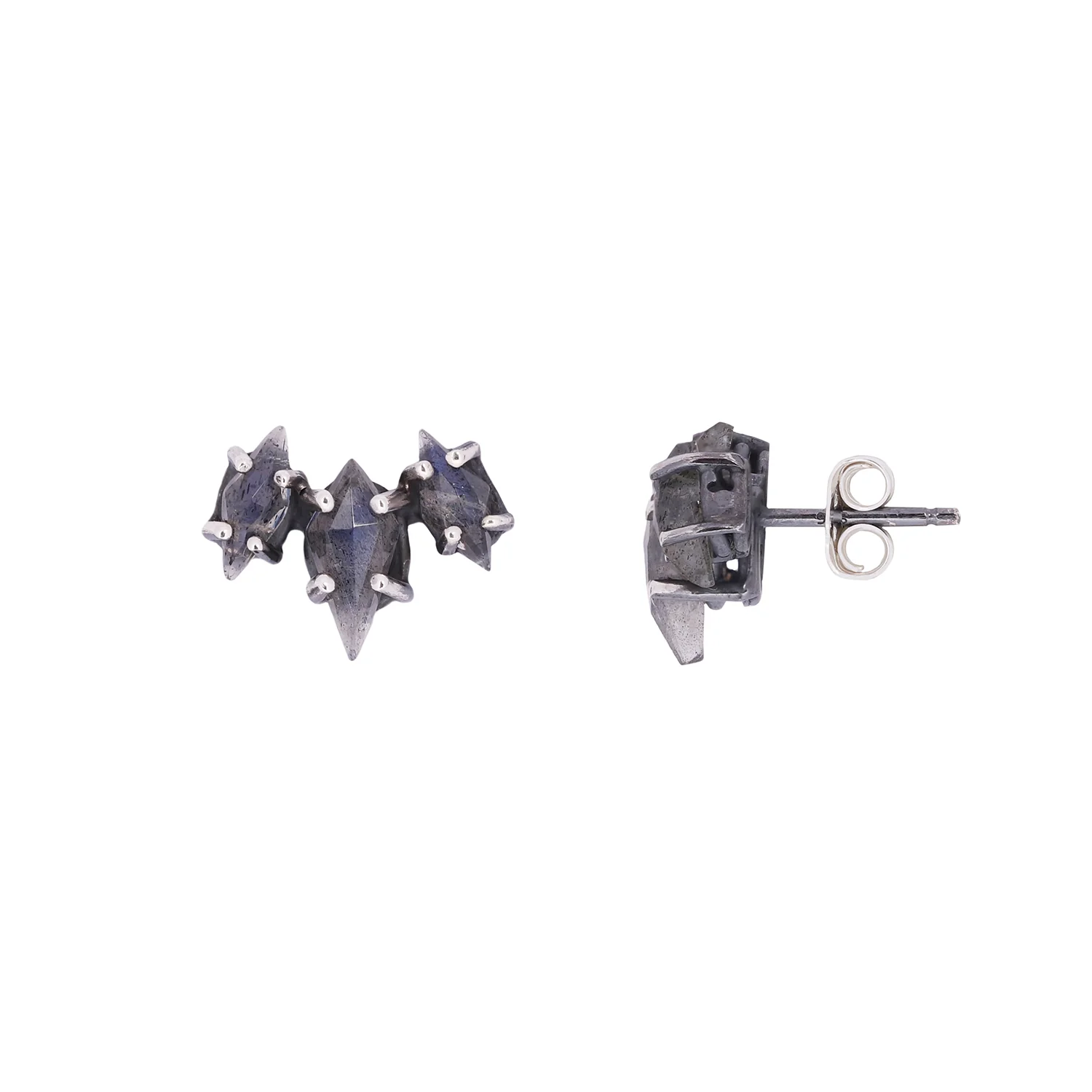 Labradorite Jagged Triple Stone Studs - Image 3