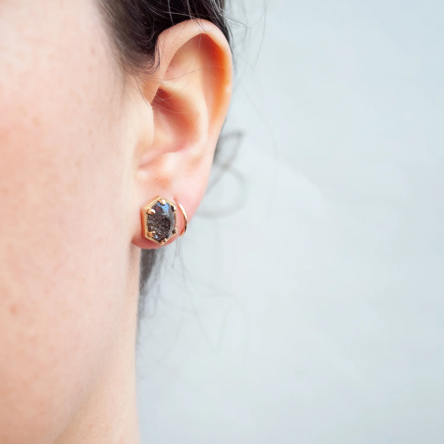 Large Hexagon Quartz Studs - Image 2