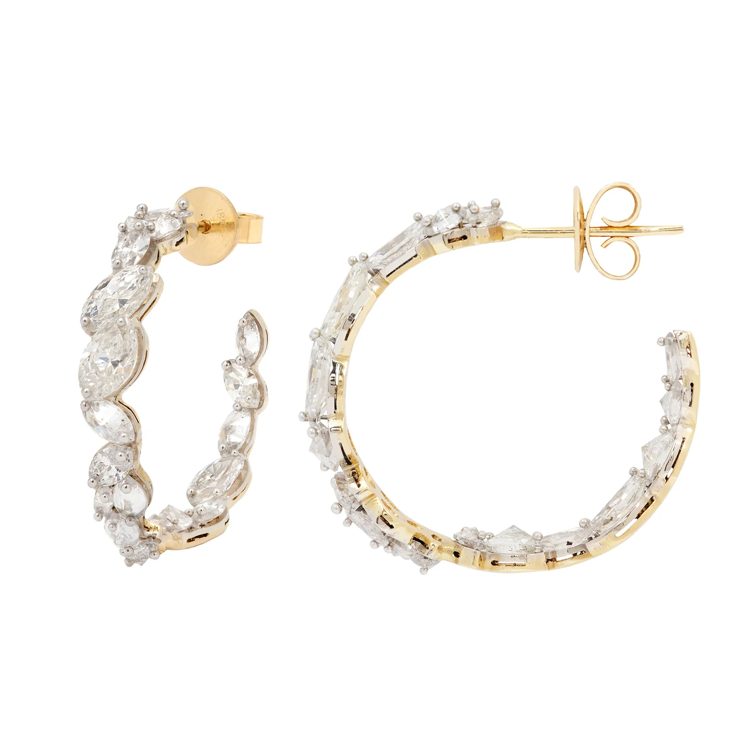 Large Marquise Diamond Hoops - Image 3