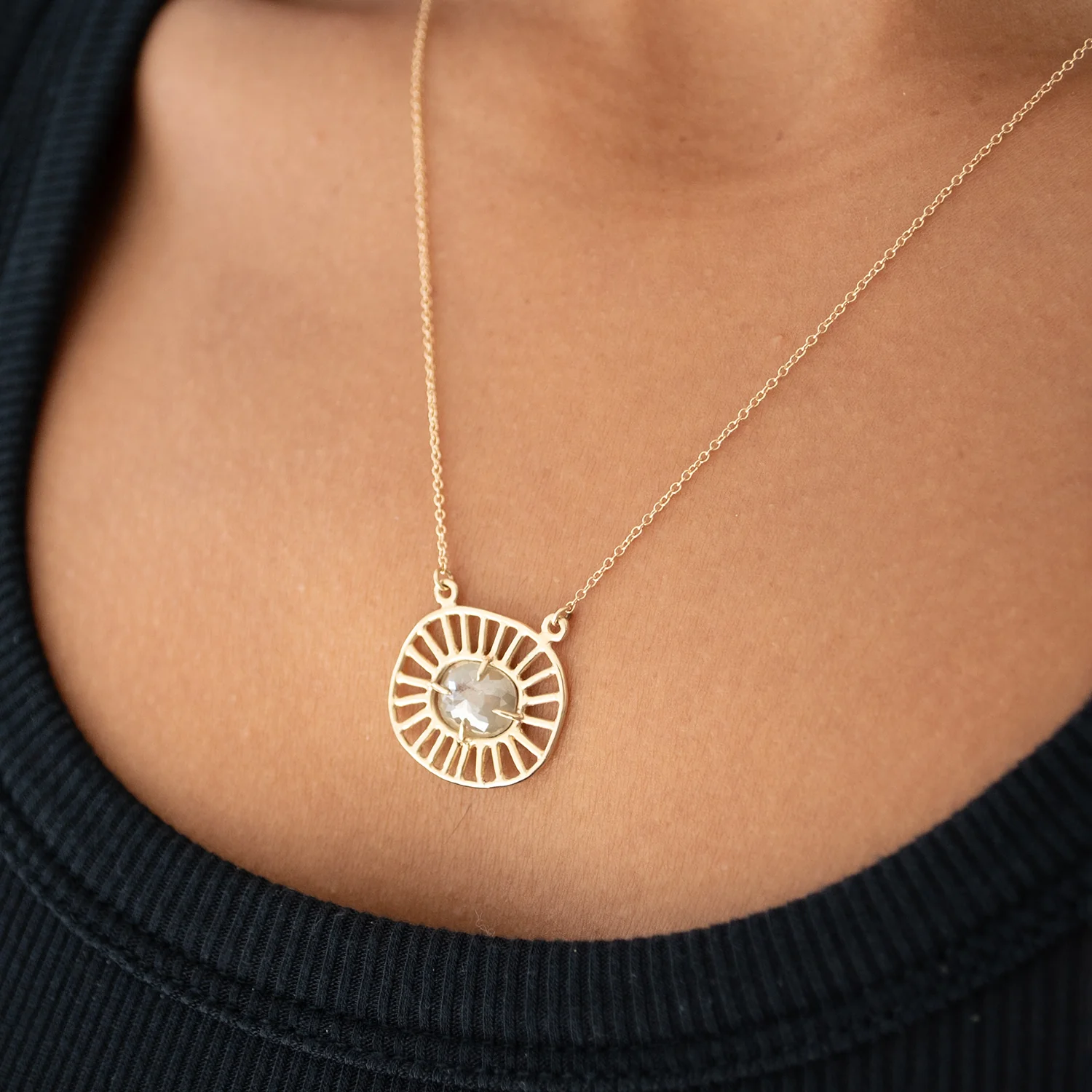 Large Milky Diamond Cosmic Web Necklace - Image 3