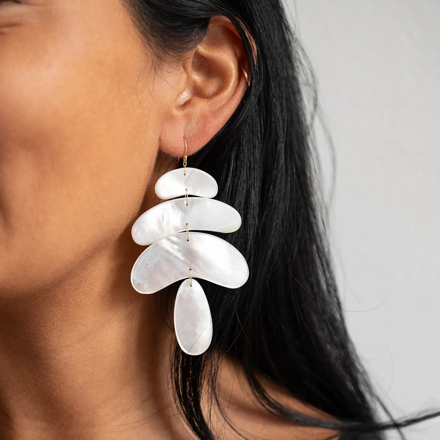 Large Mother of Pearl Totem Earrings - Image 2