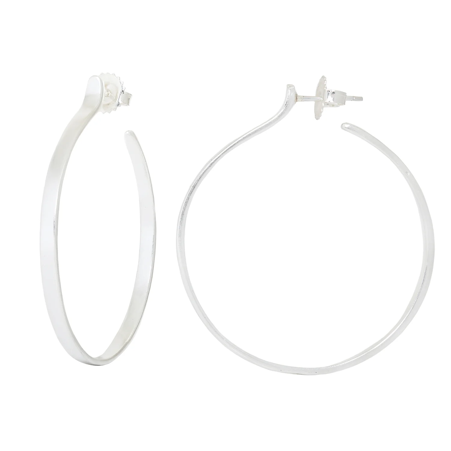 Large Plain Silver Hoops - Image 3