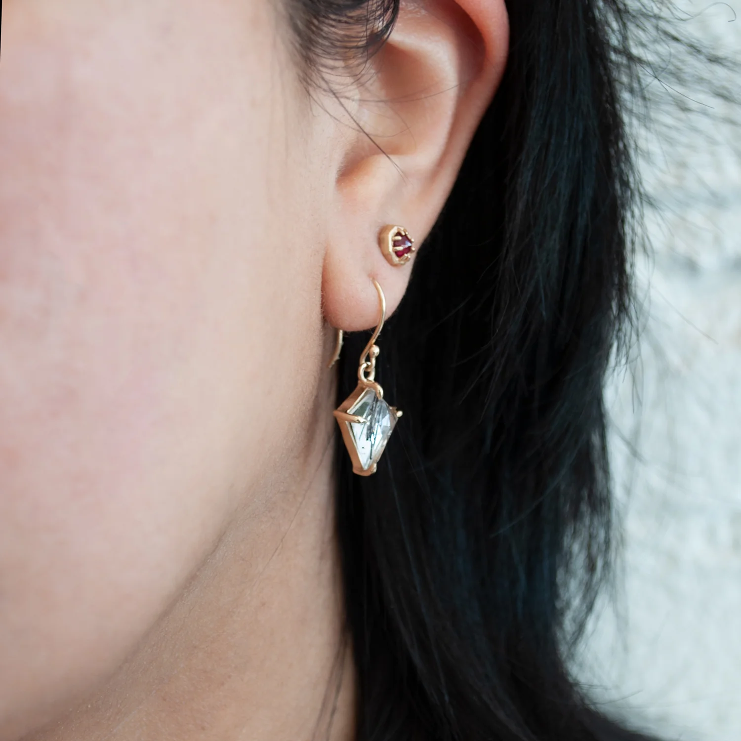 Large Quartz Kite Drop Earrings - Image 2
