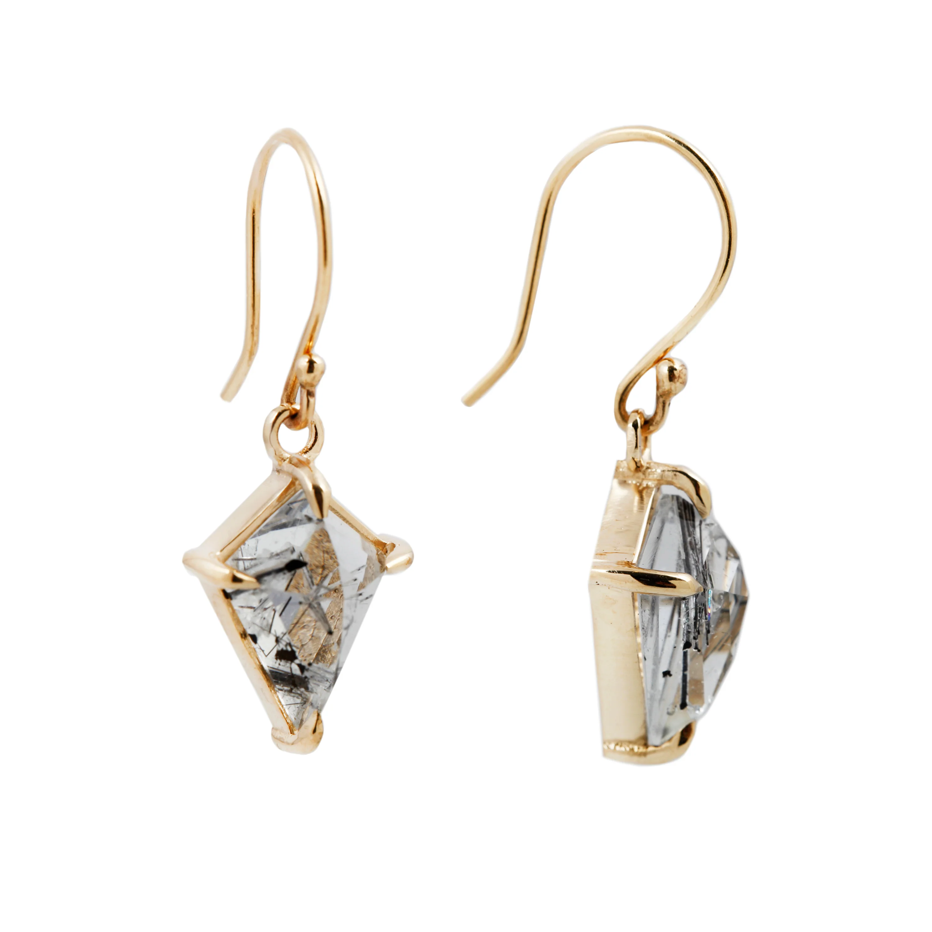 Large Quartz Kite Drop Earrings - Image 3