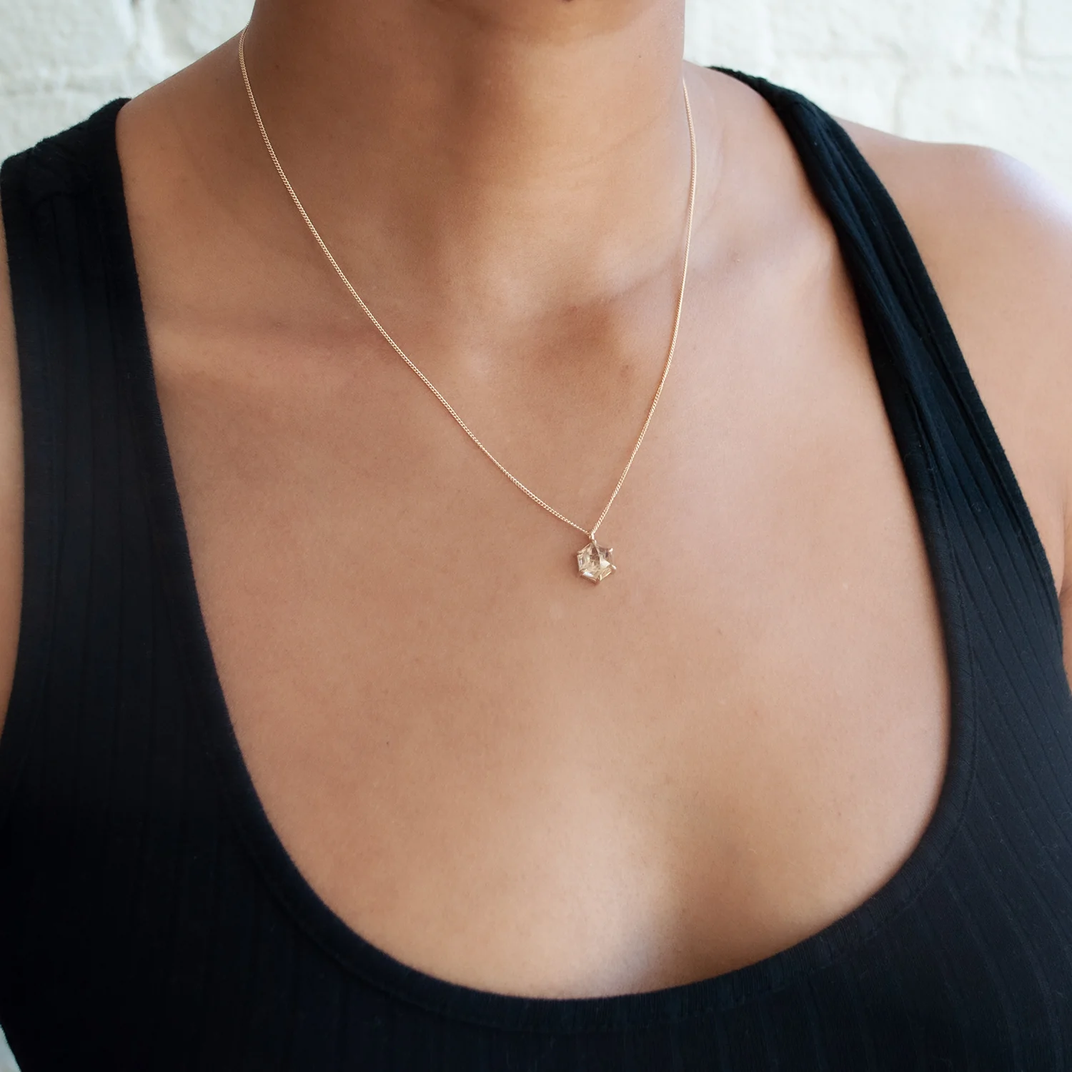 Large Yellow Quartz Hexagon Necklace - Image 2
