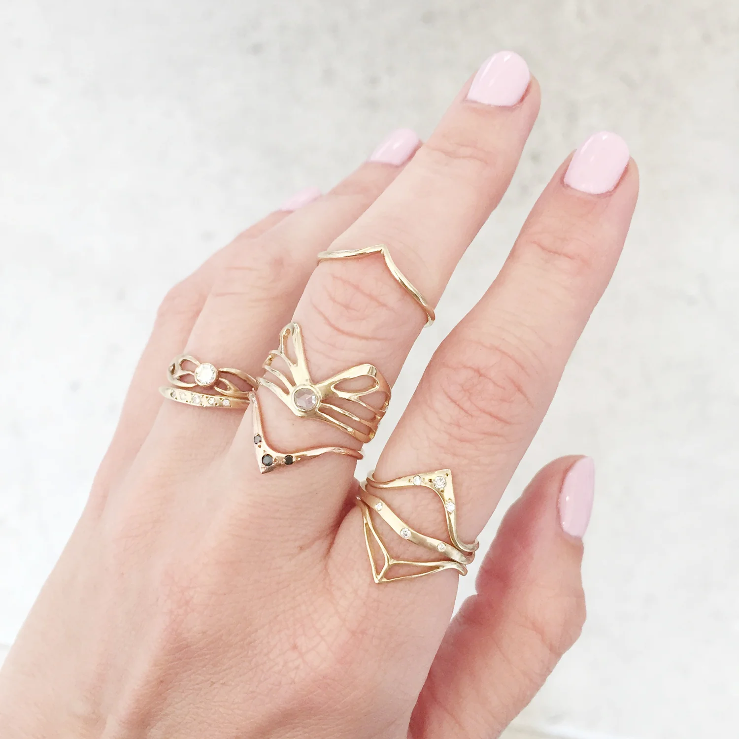 Rose Gold Starry Arch Ring - Image 3