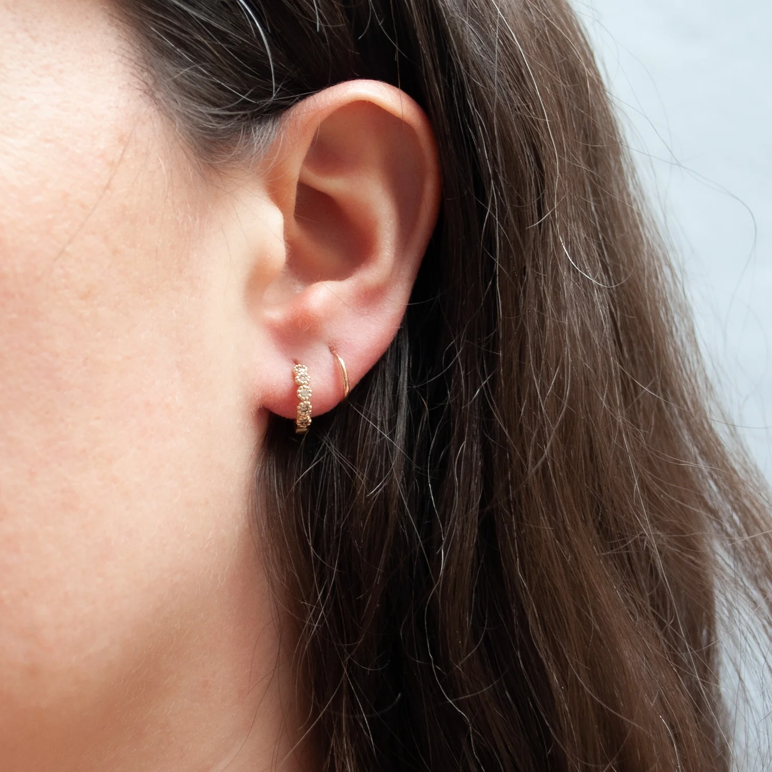 LI Textured Five Diamond Clicker Hoops - Image 2