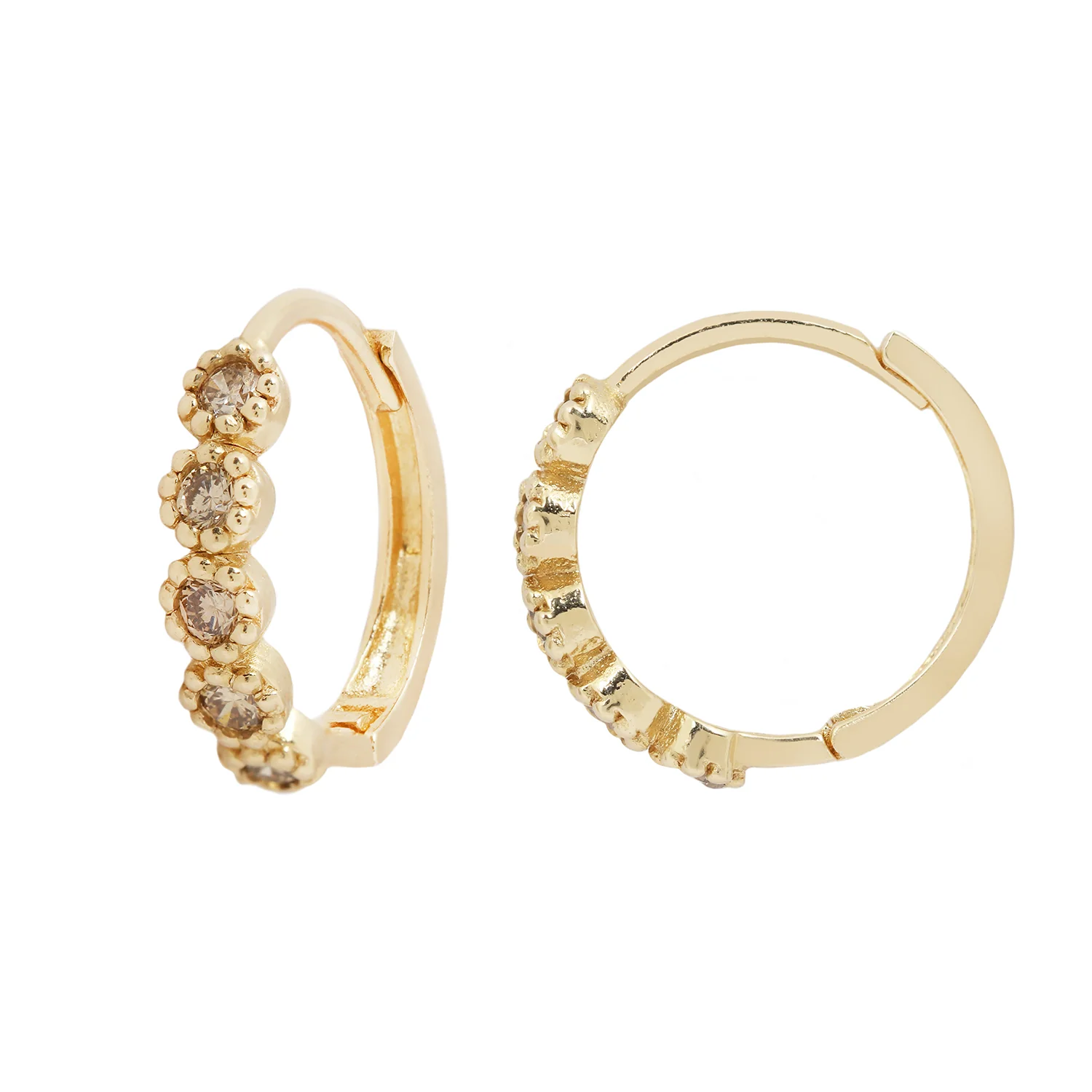 LI Textured Five Diamond Clicker Hoops - Image 3