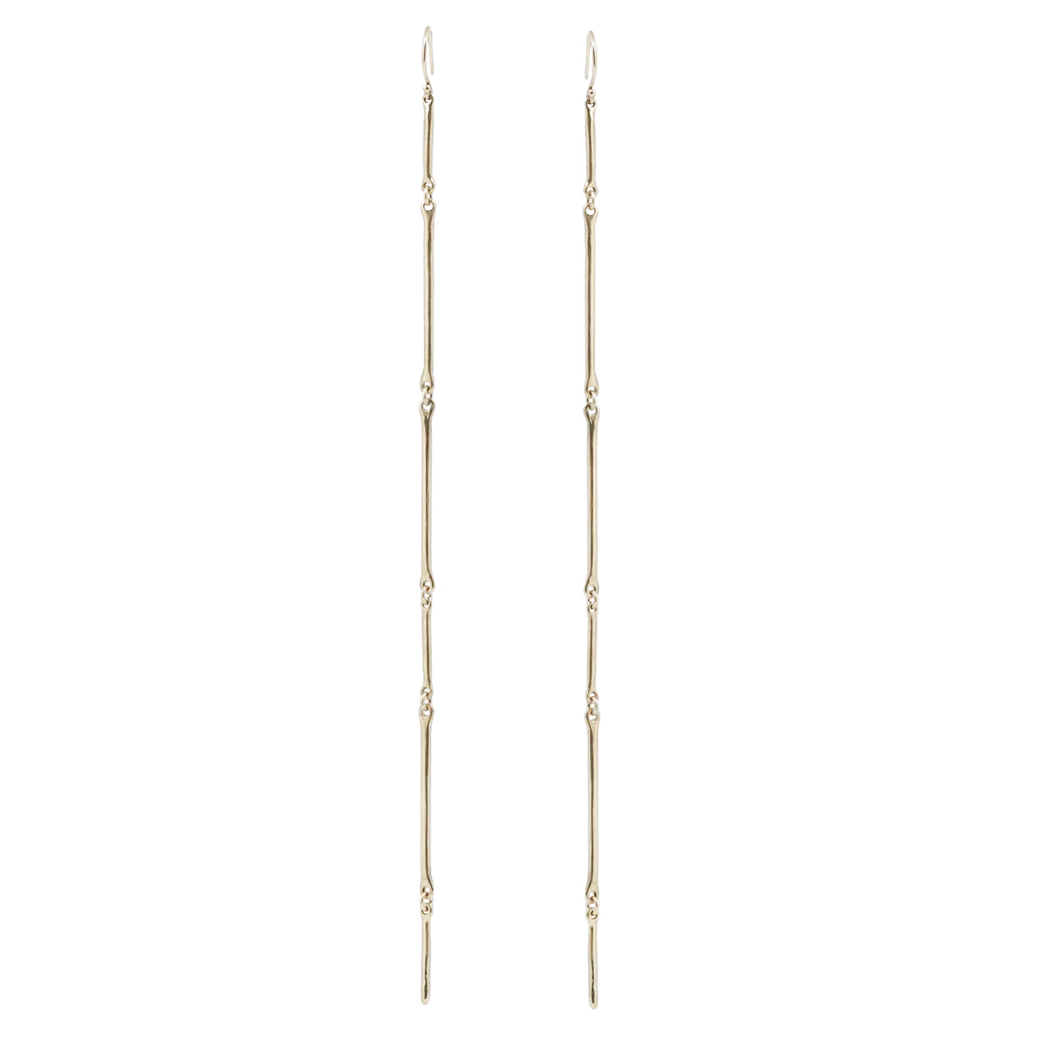 Long Gold Cast Line Earrings