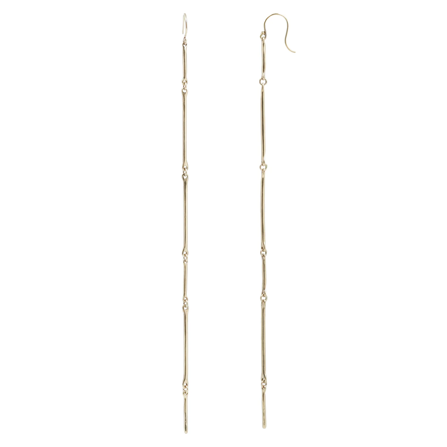 Long Gold Cast Line Earrings - Image 3