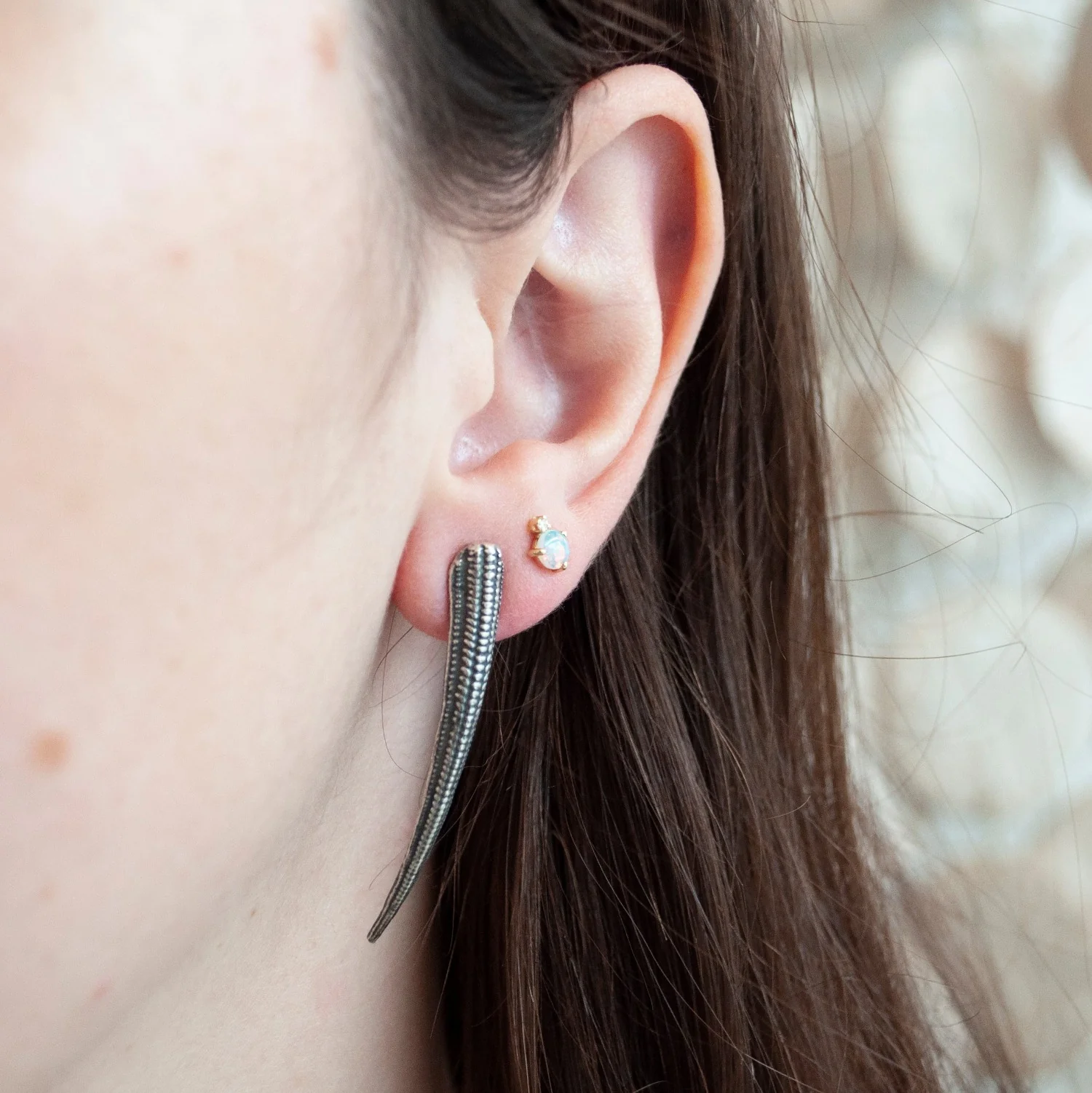 Silver Seashell Spike Earrings - Image 2