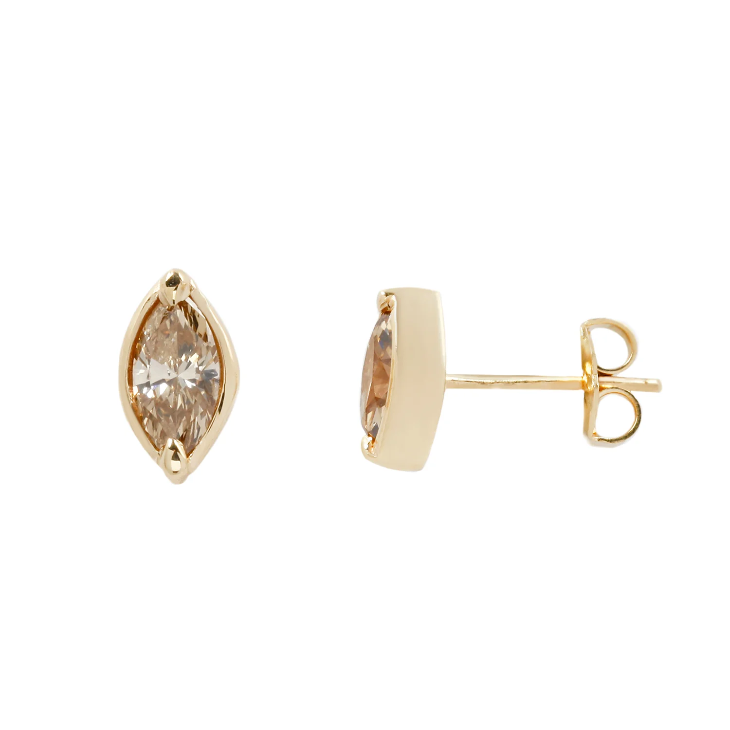 Champagne Diamond Marquise Studs - Image 3