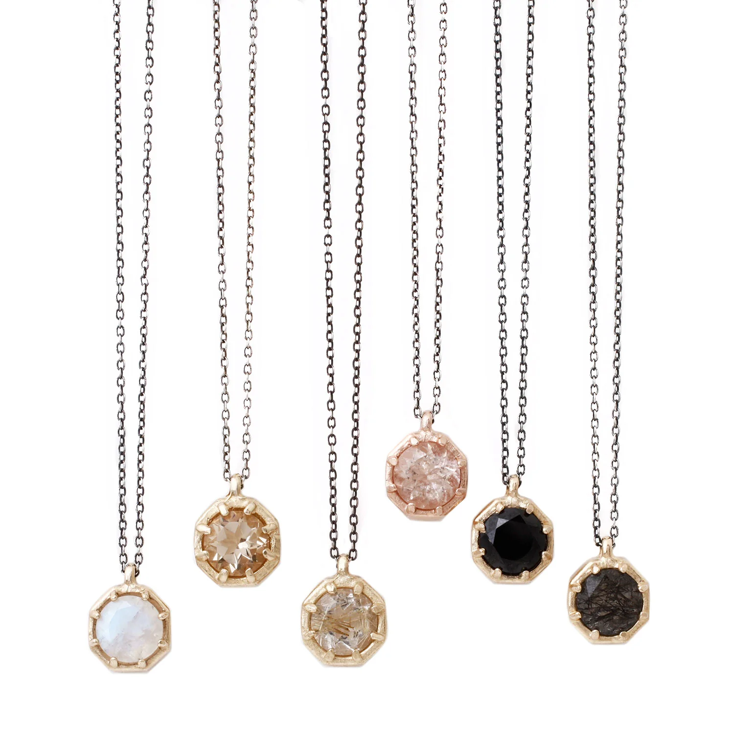 Rainbow Moonstone Octagon Necklace - Image 4