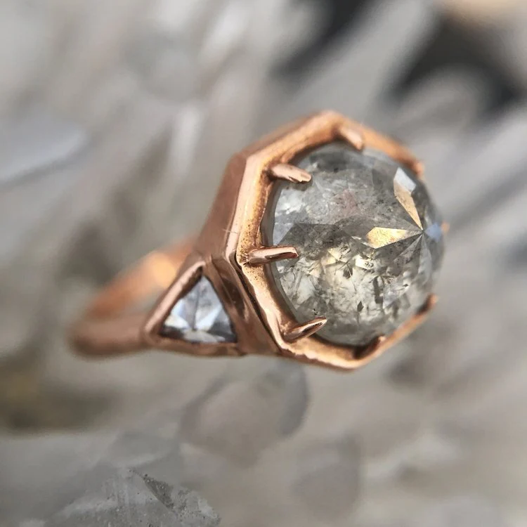 Gray Diamond Rose Gold Ring - Image 3